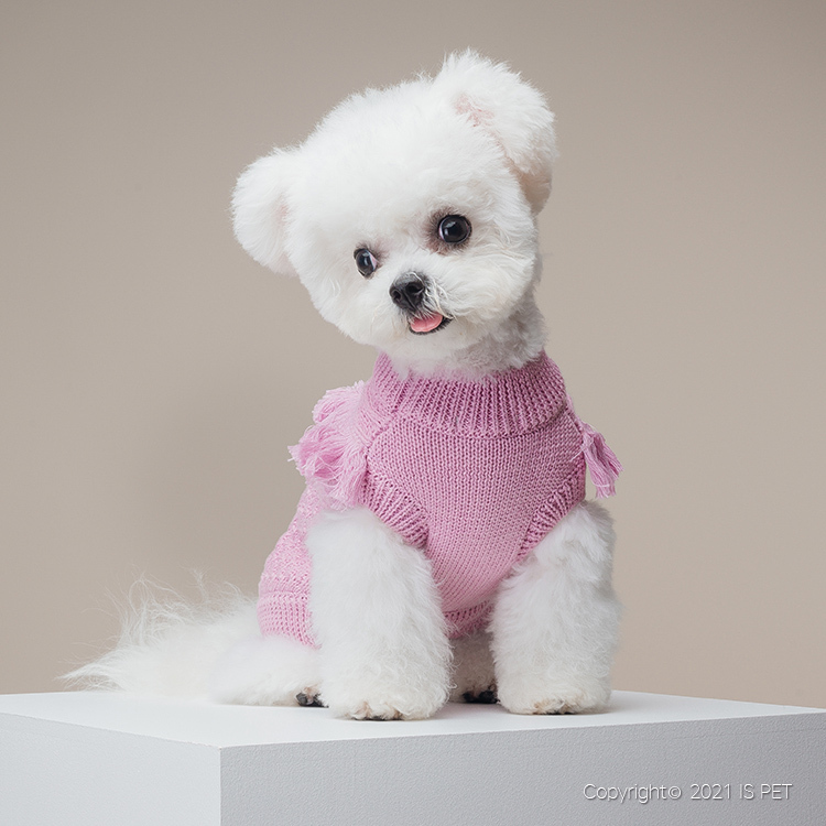 IsPet  寵物衣服—流蘇棉線防靜電彈力毛衣 - 粉紅色 - [4尺寸]