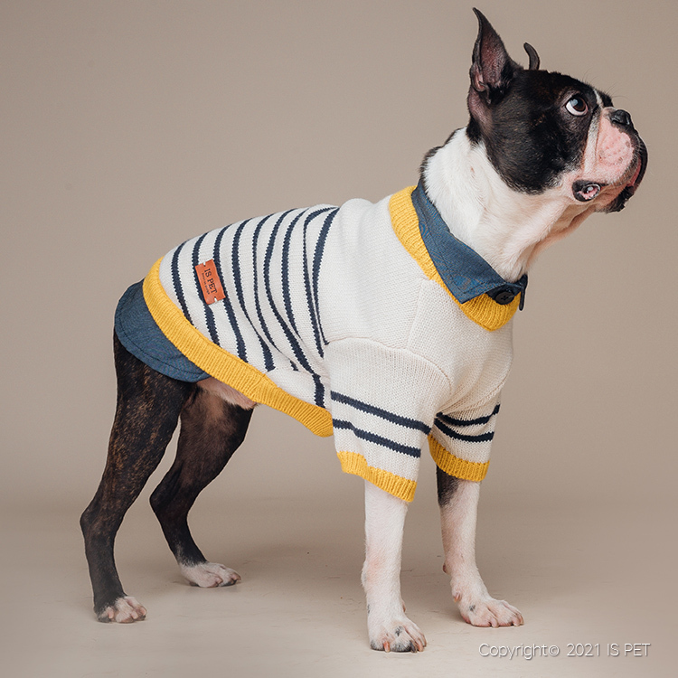 IsPet 寵物衣服—假領仿羊絨二合一毛衣 - 杏色 - [5尺寸]