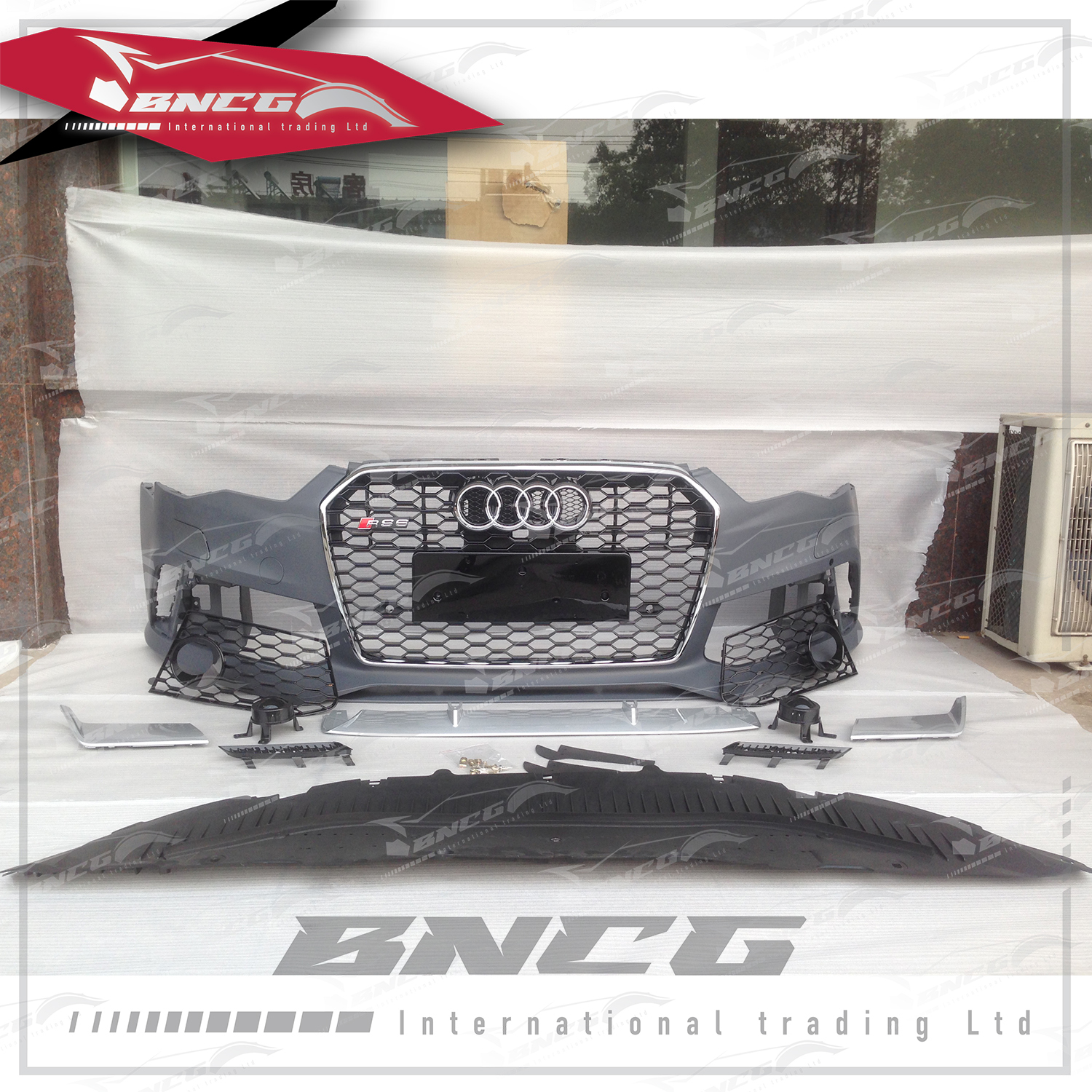 奧迪 Audi A6 C7 12-15年式 改裝 RS6 包圍 前保險桿 大包圍 底漆 水箱罩任選
