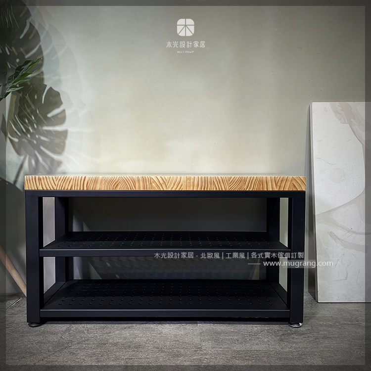 LOFT鐵製雙層實木穿鞋凳