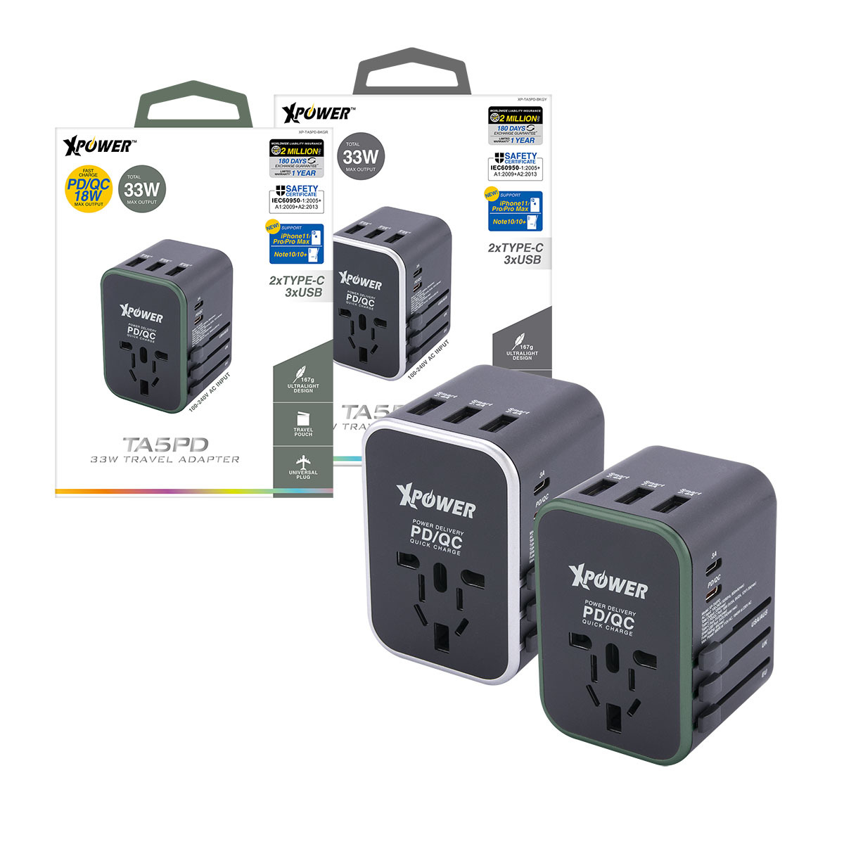 XPower TA5PD 33W PD Travel Adapter