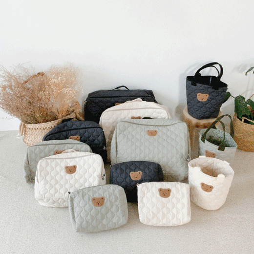 Dot to Dot 波浪紋單熊拉鍊收納袋