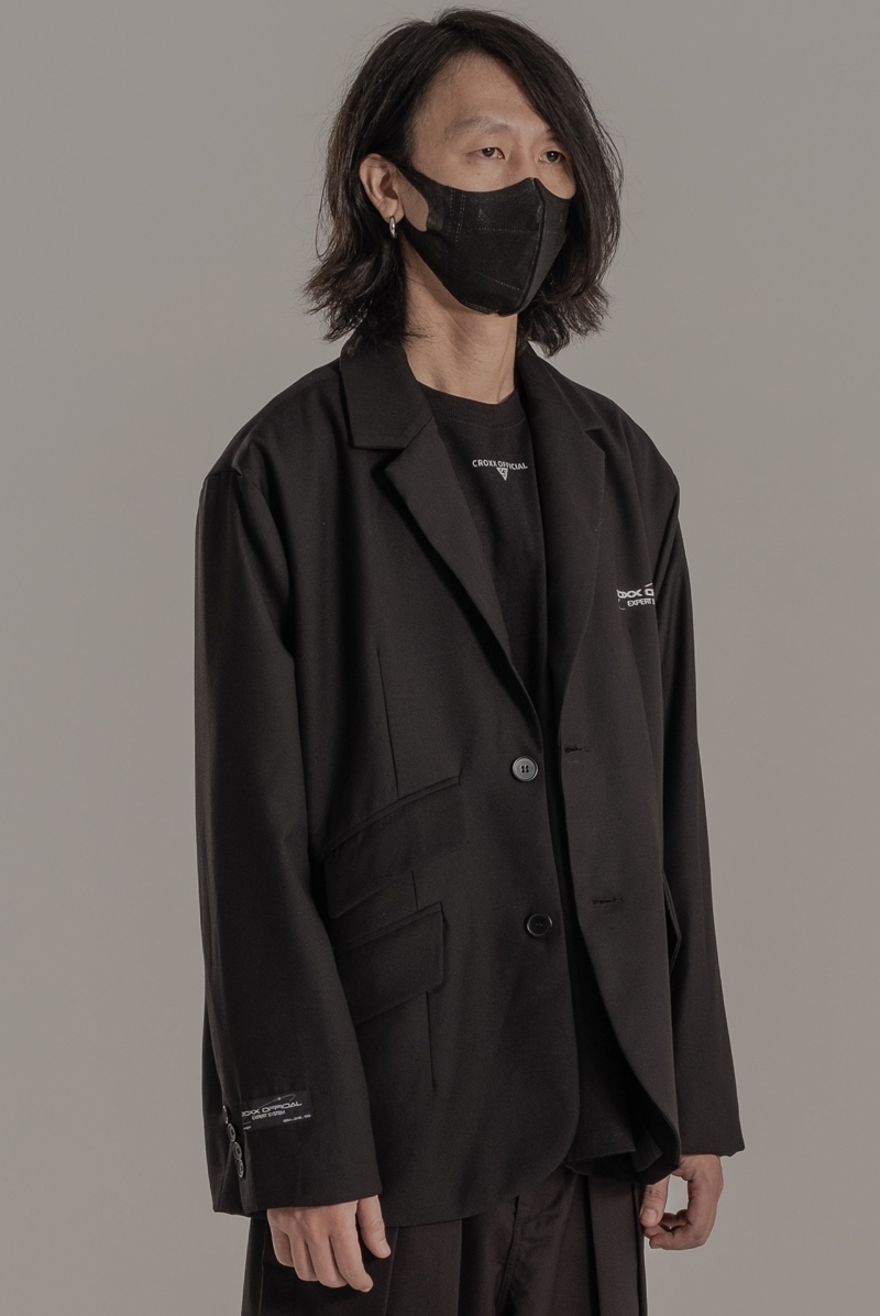 高街黑色機能西服外套