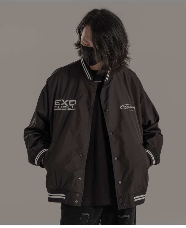 雙色機能印花棒球外套