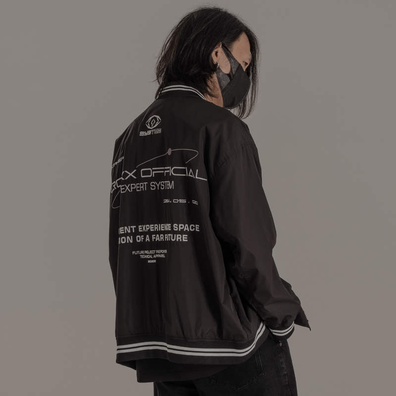 雙色機能印花棒球外套