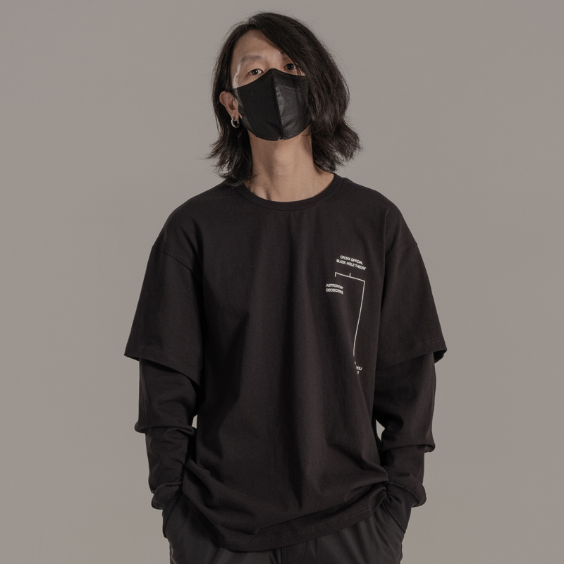 演化假兩件拼街圓領長袖