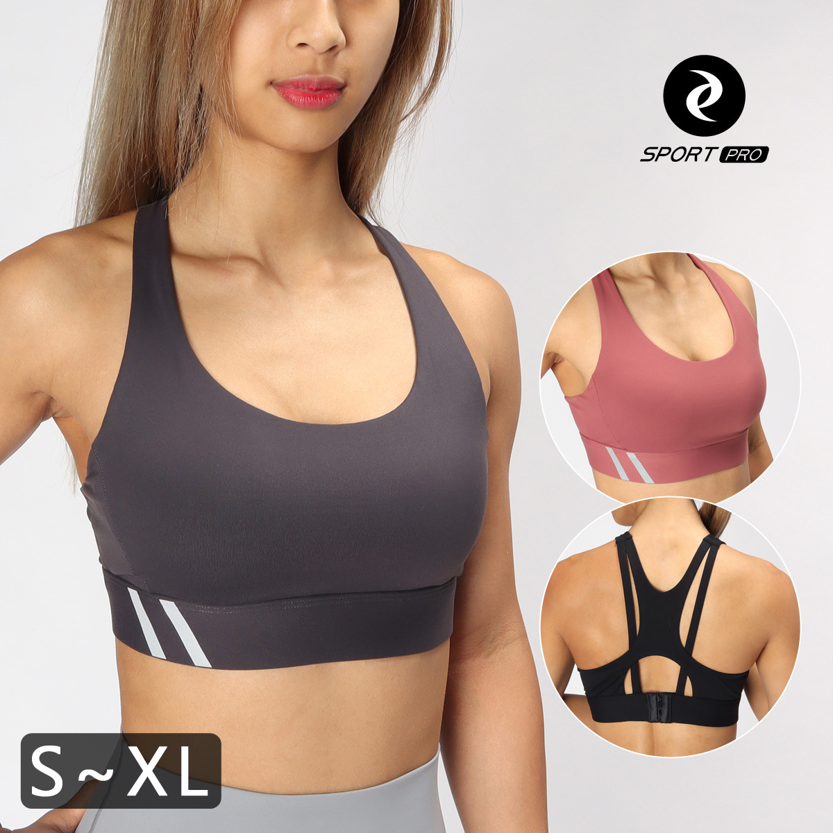 中強度燙印挖背工字瑜珈/運動/機能內衣【固定罩杯】*