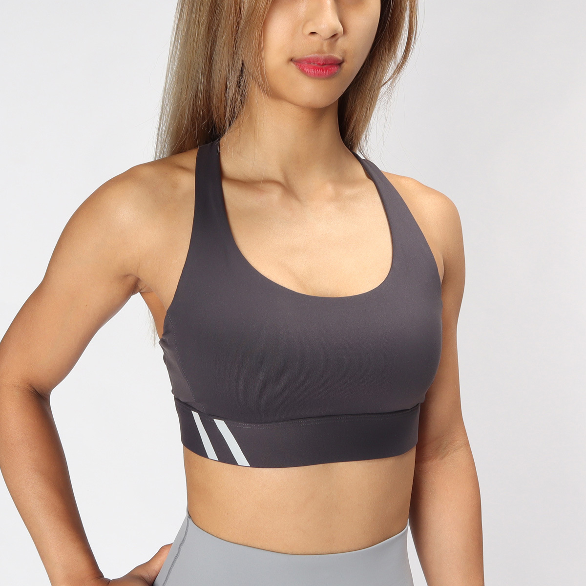 中強度燙印挖背工字瑜珈/運動/機能內衣【固定罩杯】*