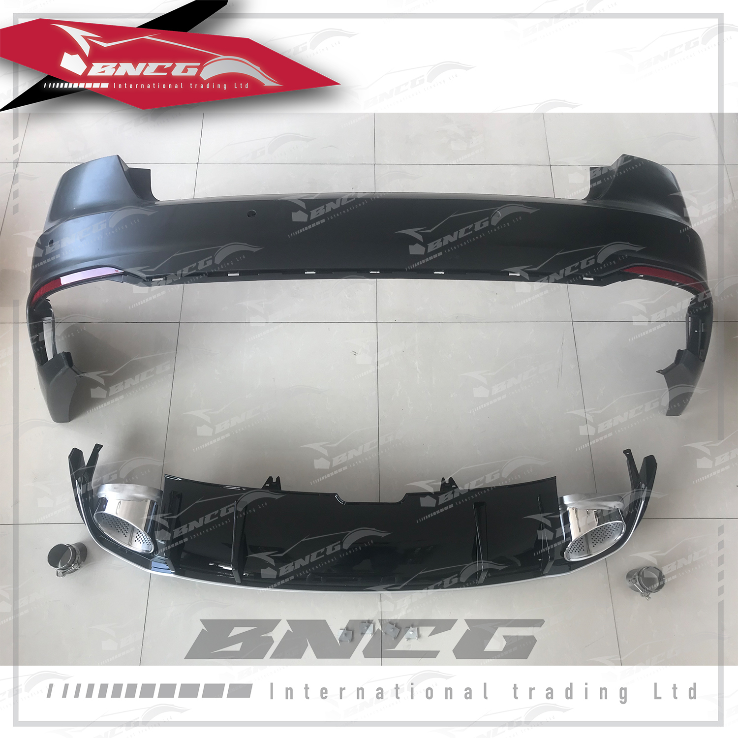 奧迪 Audi A4 S4 B9 17-19年式 改裝 空力套件 RS4款包圍 後保險桿 大包圍 亮黑 含尾飾管