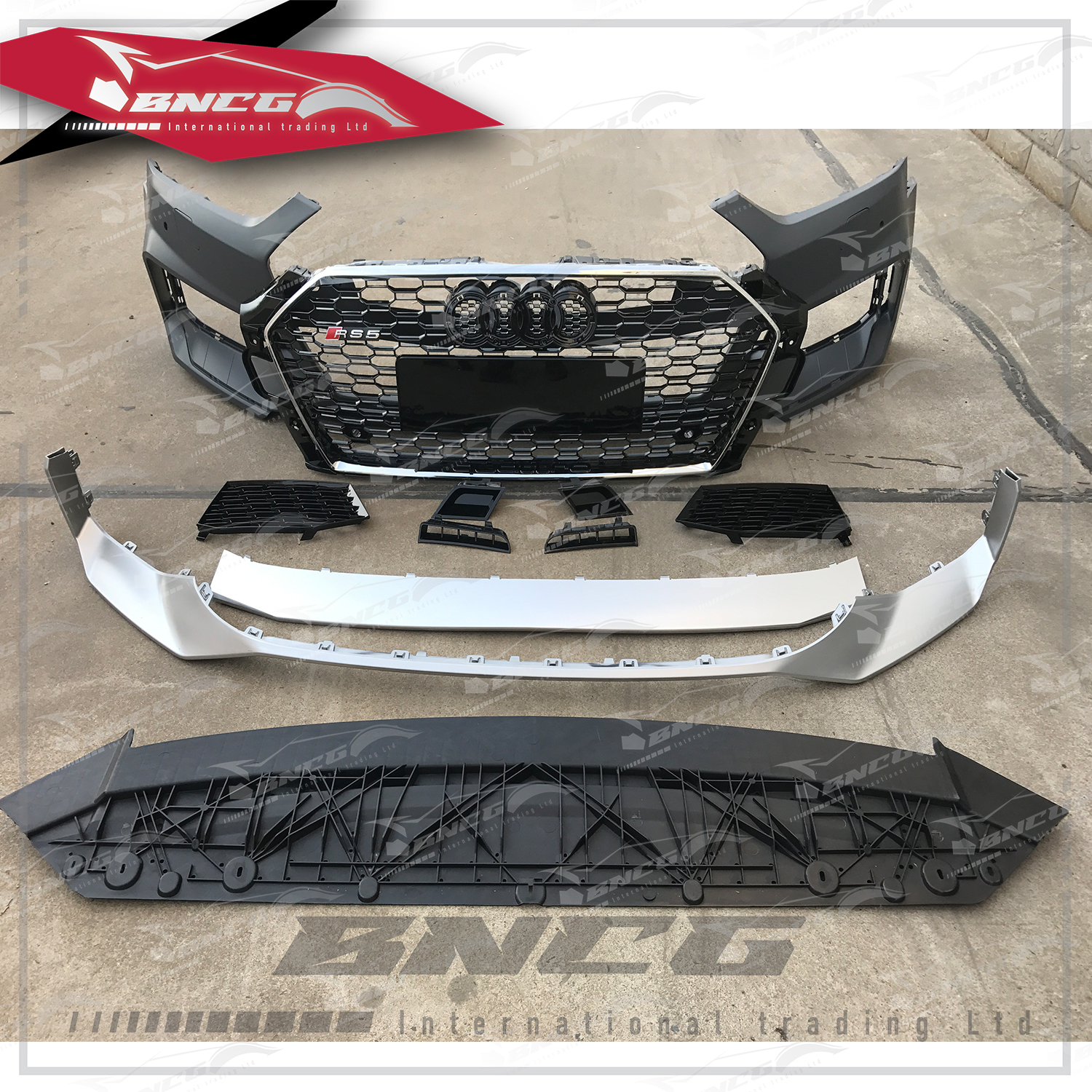 奧迪 Audi A5 B9 17-19年式 雙門 四門 改裝 RS5包圍 前保險桿 大包圍 底漆 水箱罩任選