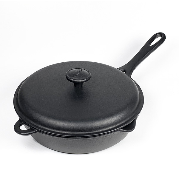 【岩鑄】鑄鐵平底鍋-24cm(附鐵蓋)