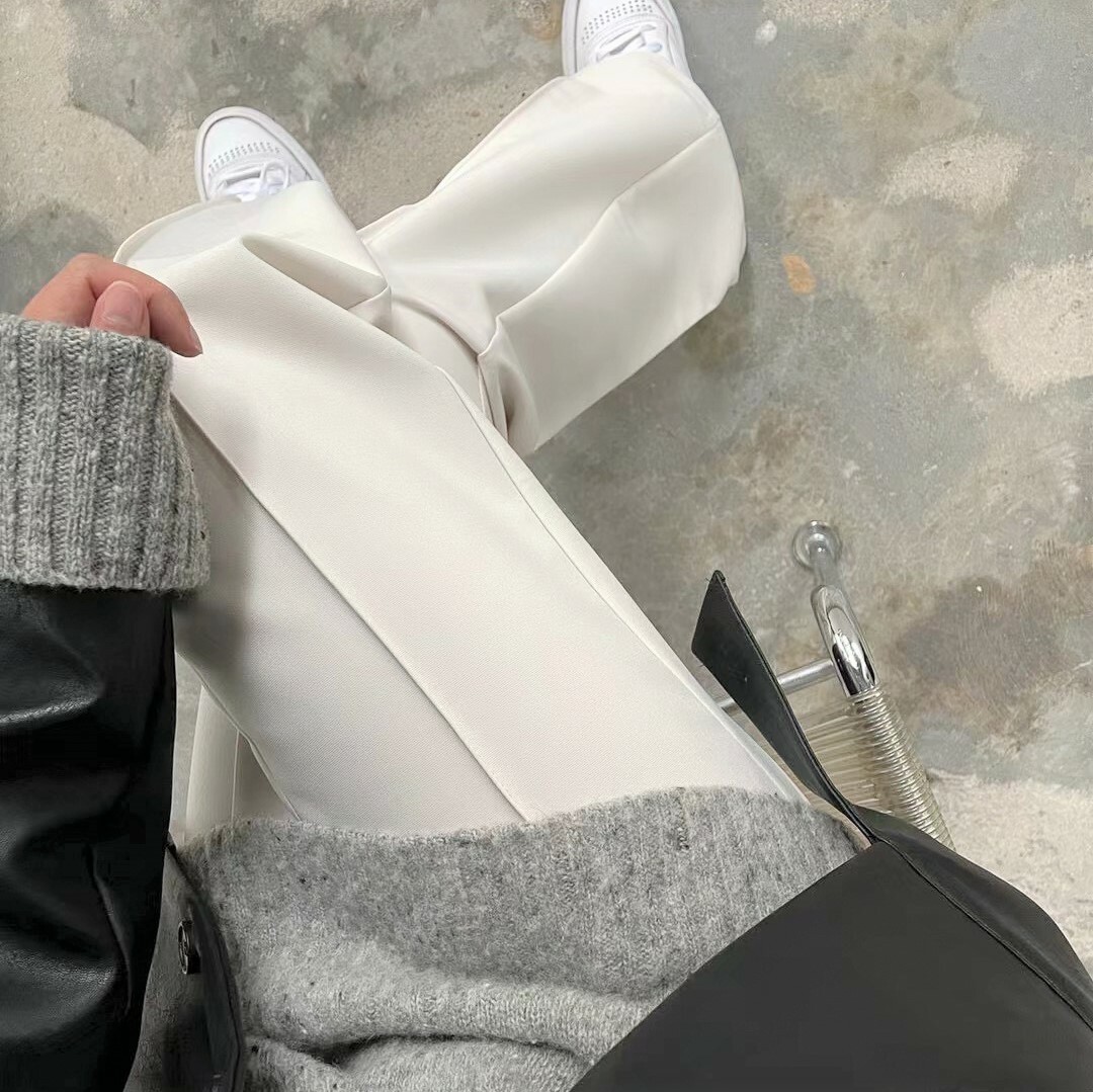 高個款壓中線瘦腿西褲(白/SM)