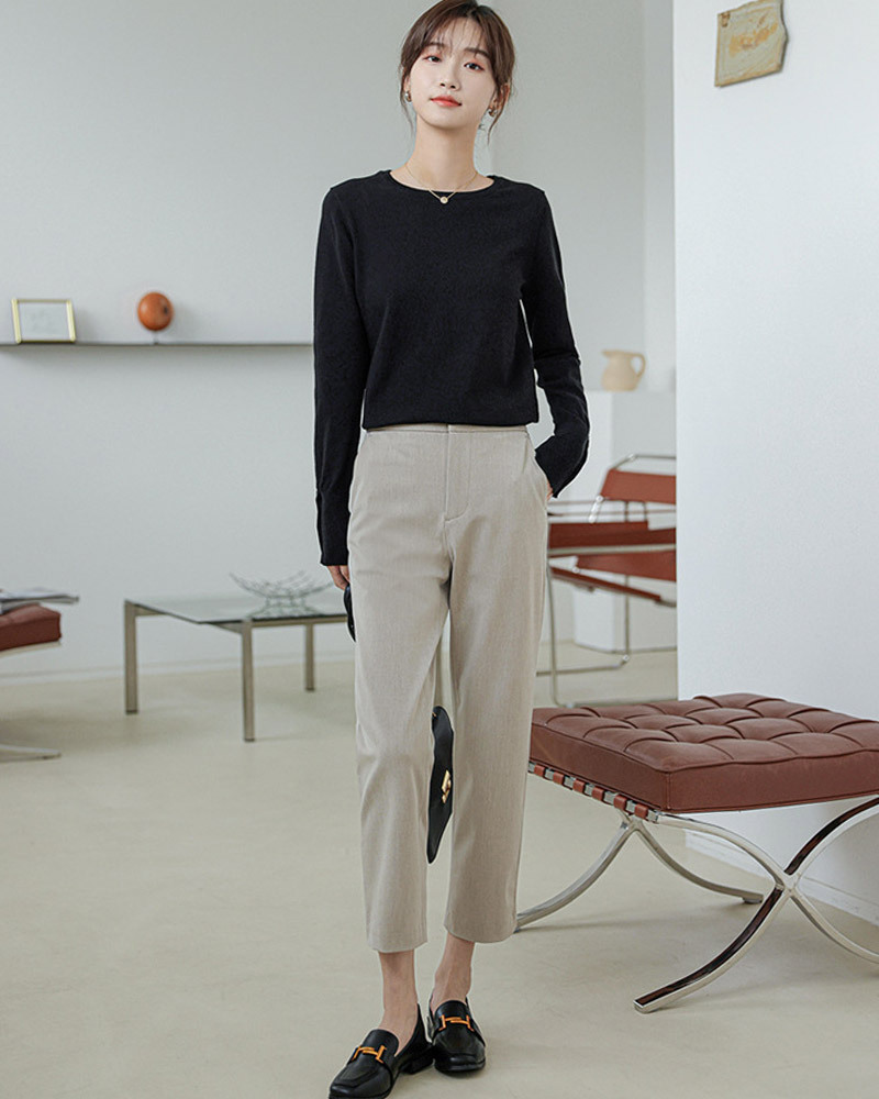 DEER.W 圓領純色金釦針織上衣 黑色