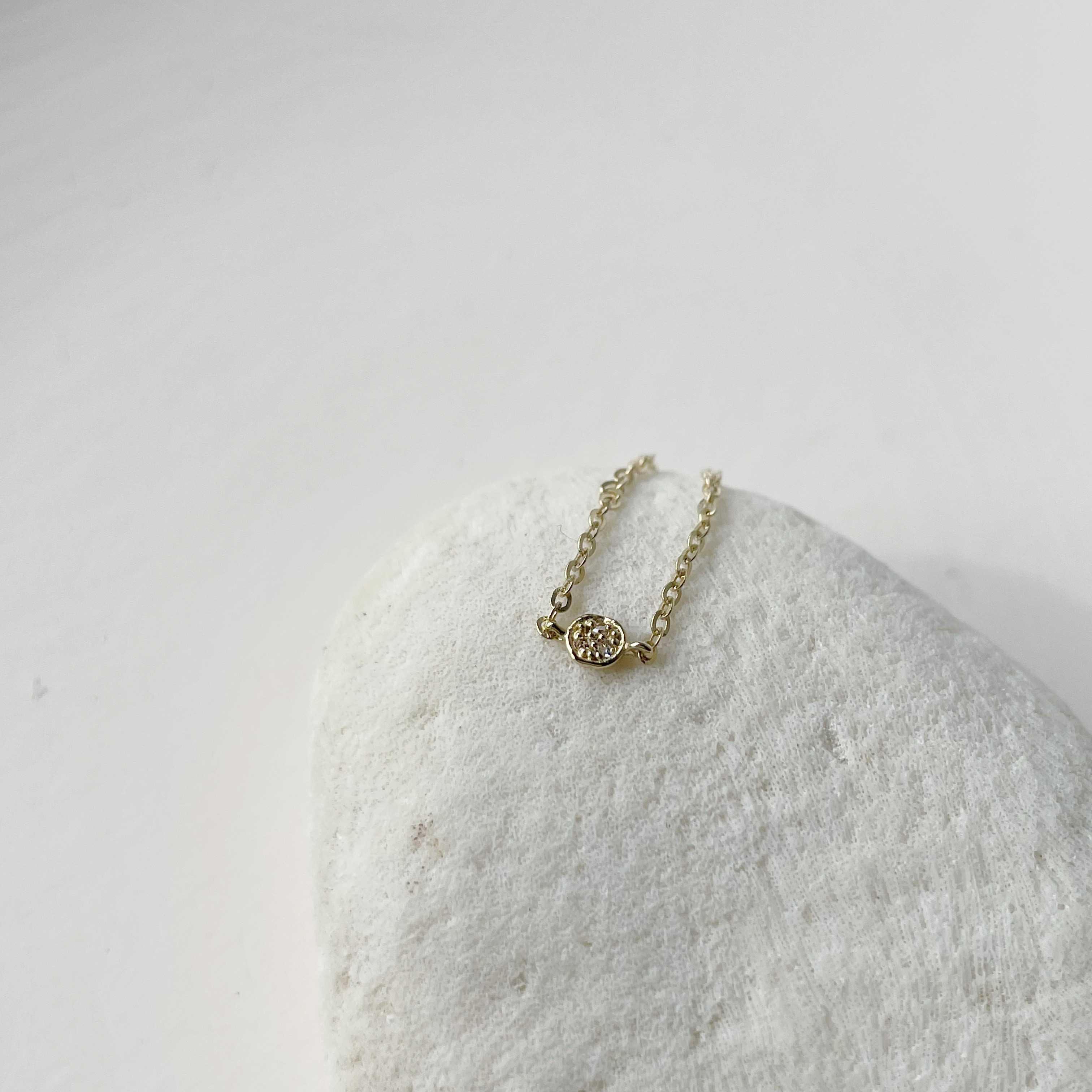 14K碎鑽小圓鏈戒