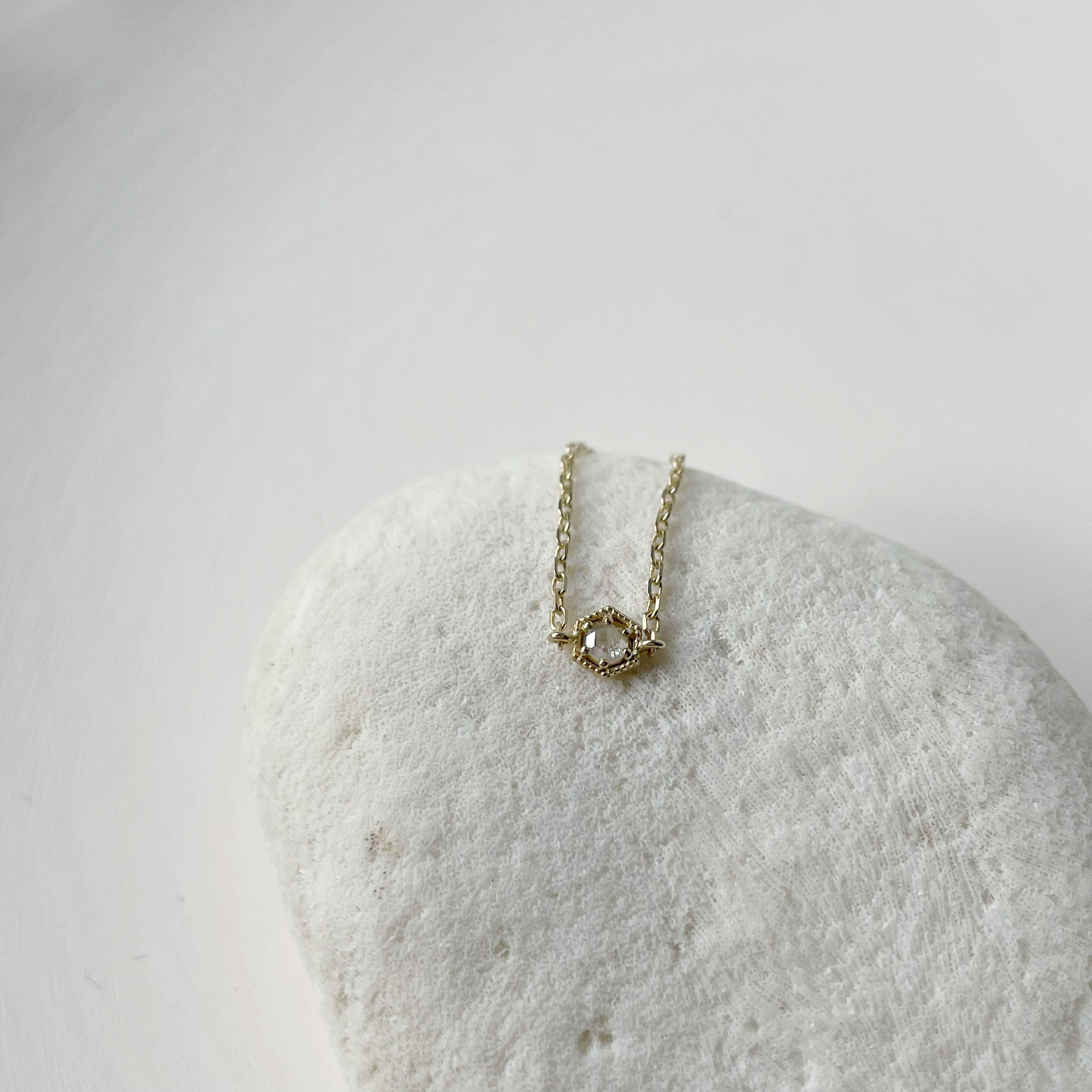 14K復古六角灰鑽原礦鏈戒