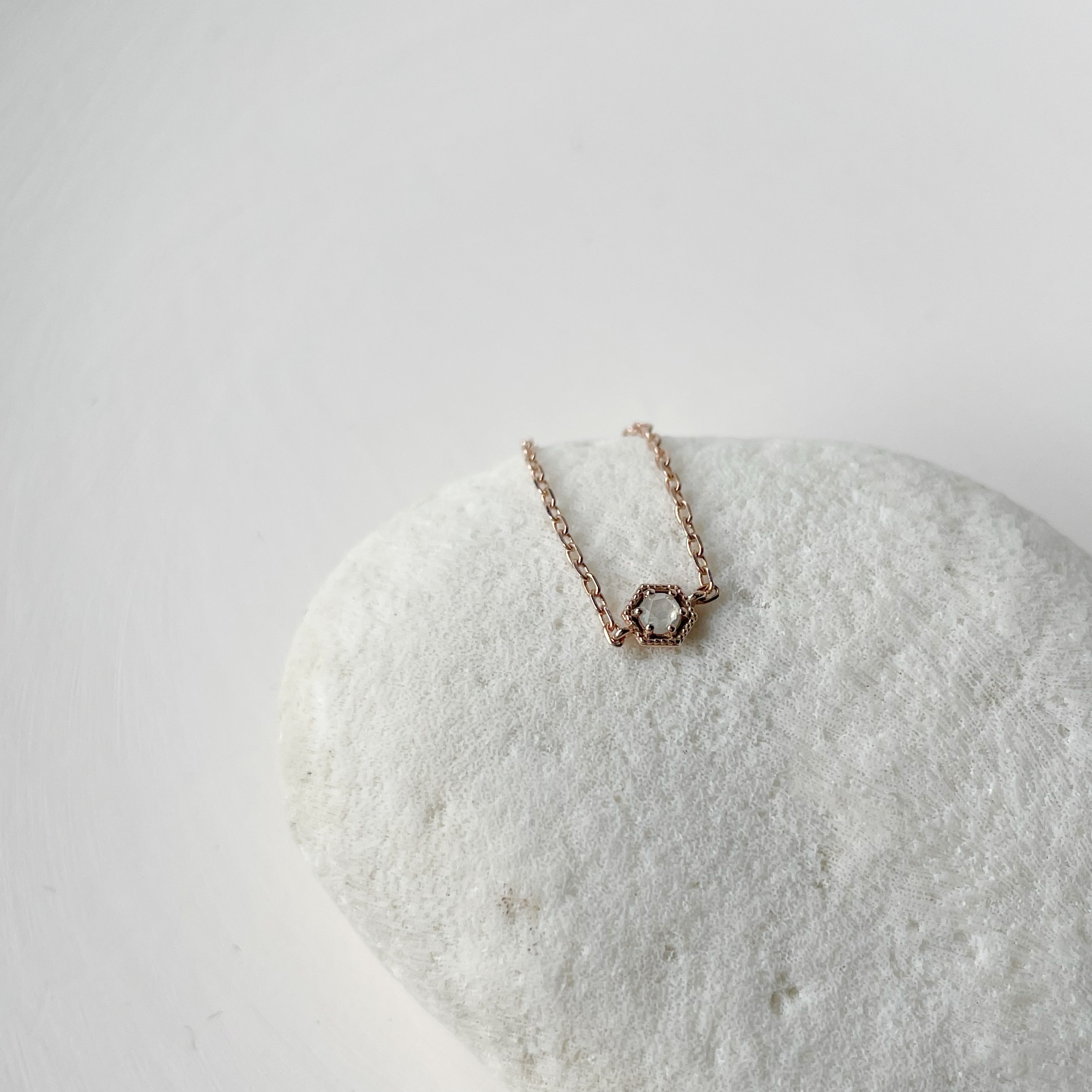 14K復古六角灰鑽原礦鏈戒