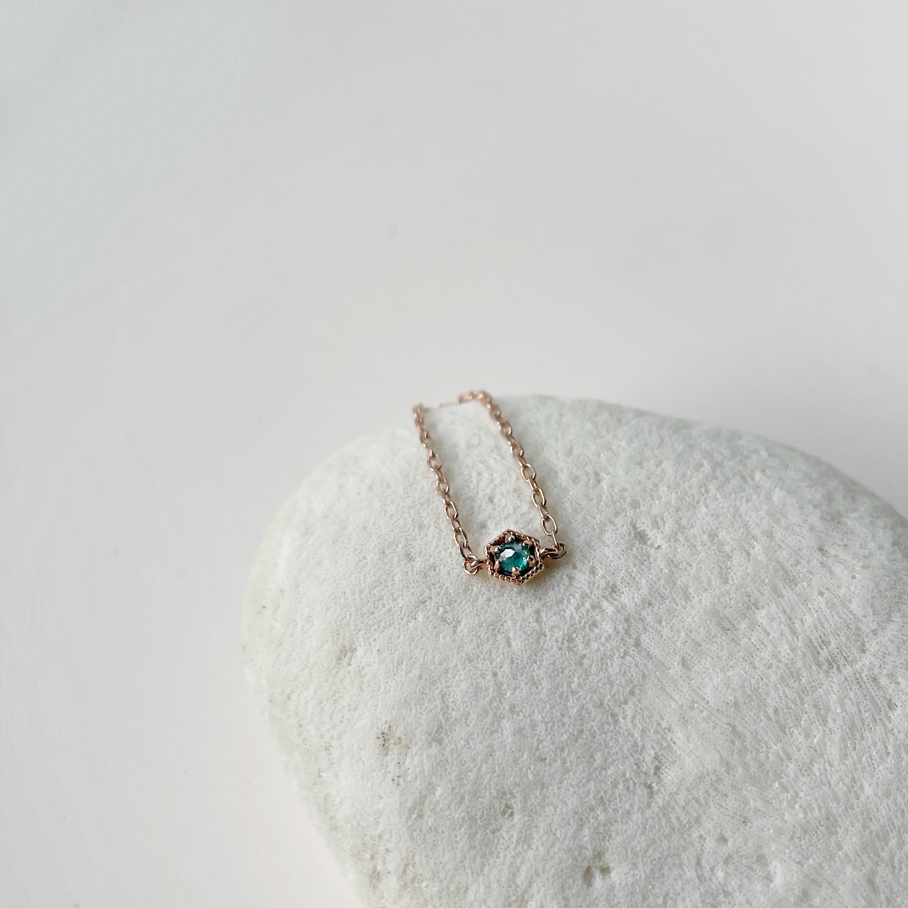 14K復古六角藍鑽原礦鏈戒