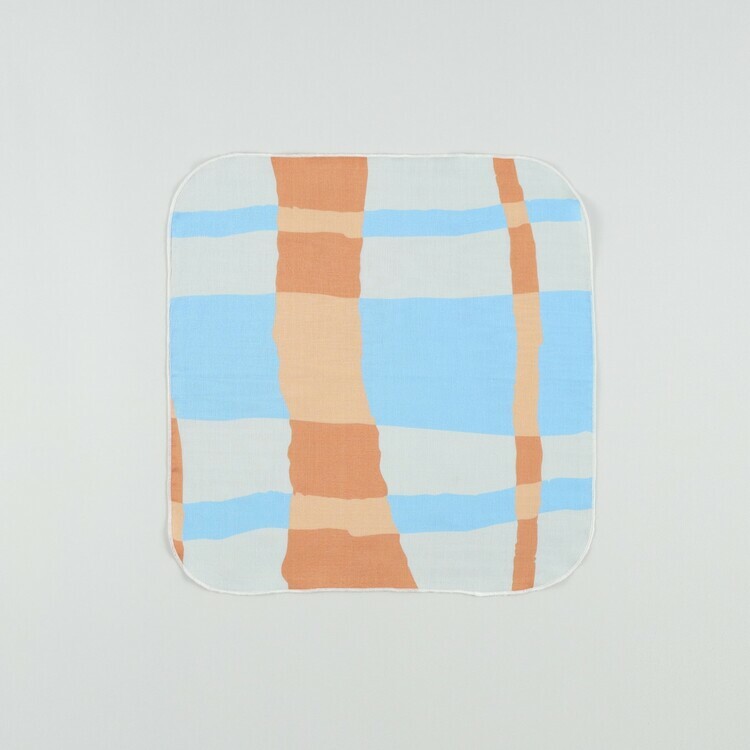 二重紗手帕 / 防水漆橘藍