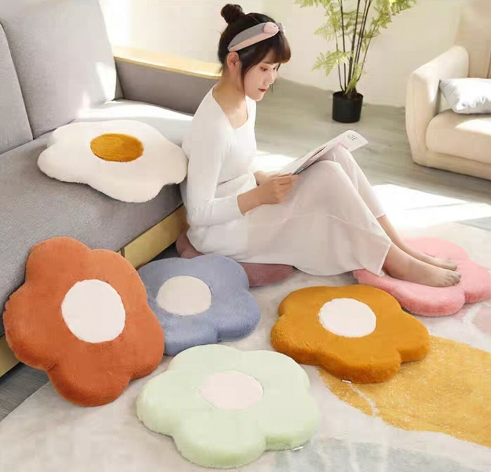 北歐風兔毛絨花朵坐墊(靠墊)