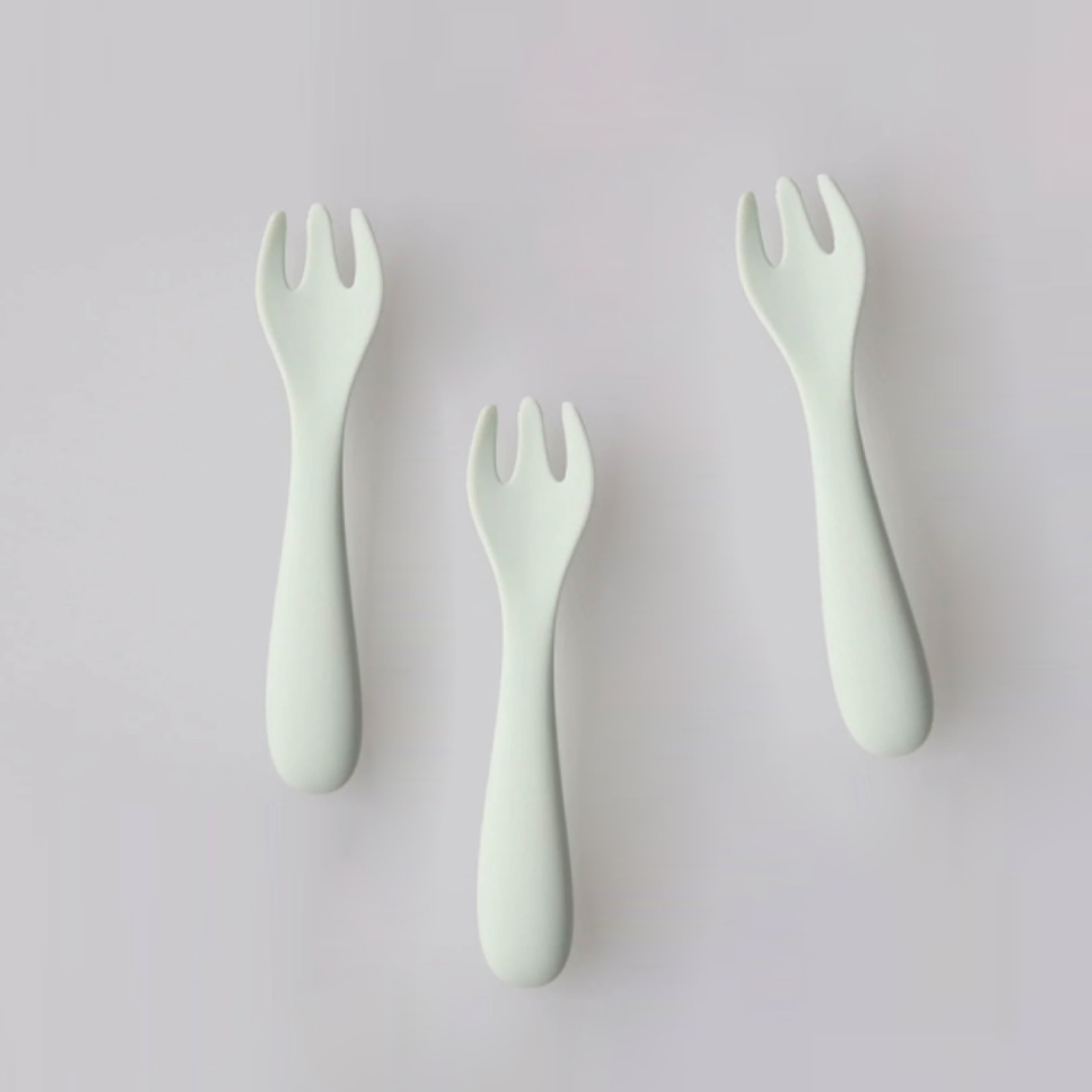 波波抗菌矽膠湯匙+叉 / 薄荷綠