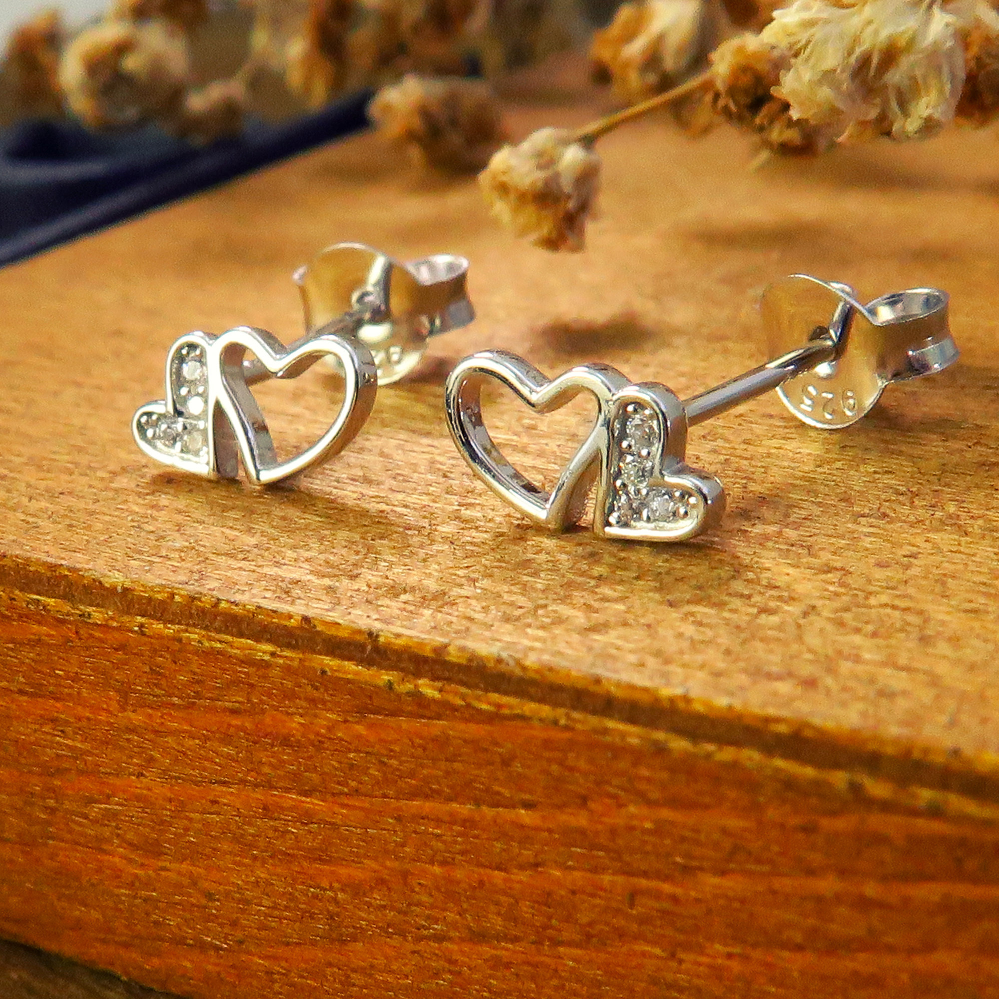 戀愛相隨 純銀耳環 (白K金色款)-ART64