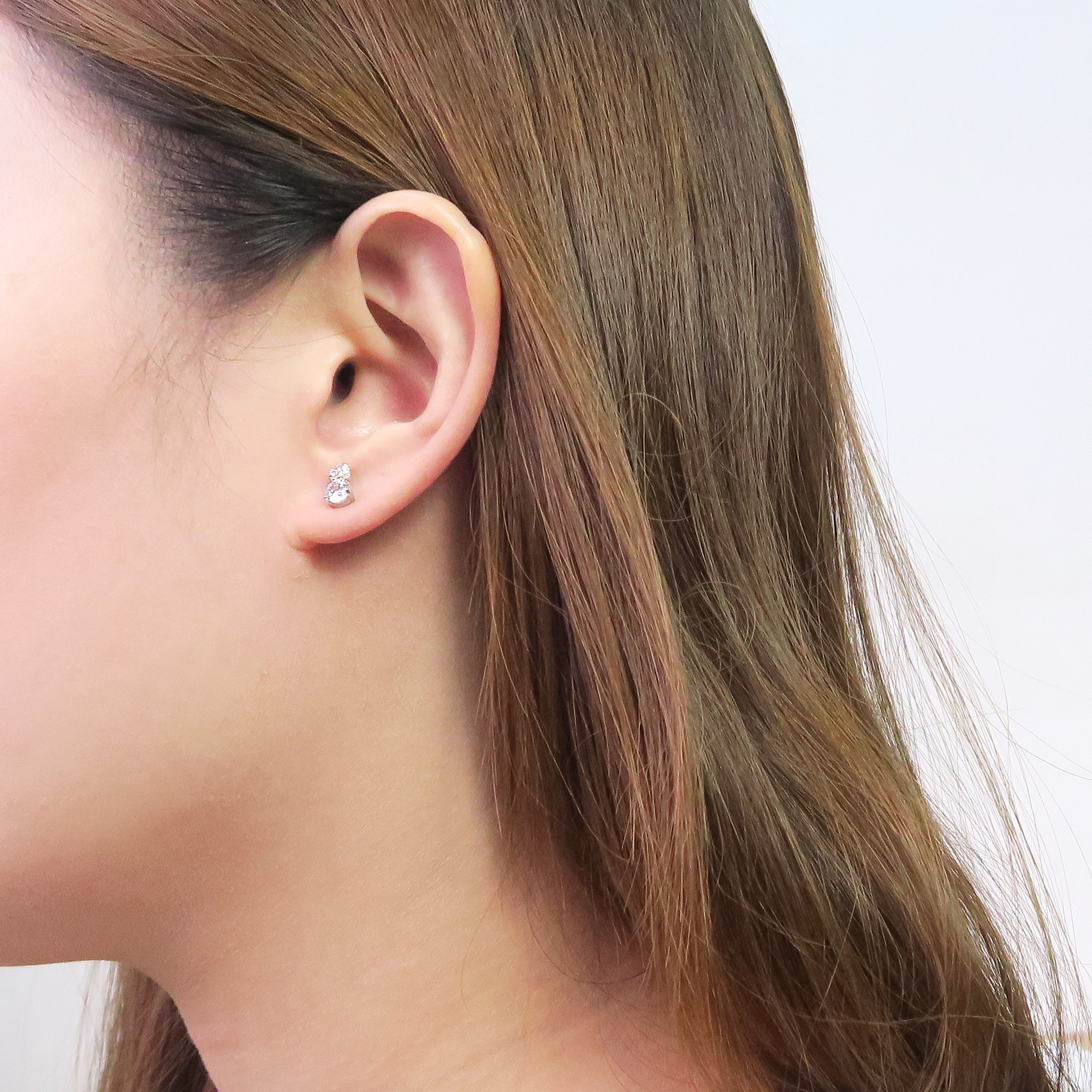 晶燦夜光 純銀耳環 圓形小鑽 (白K金色款)-ART64