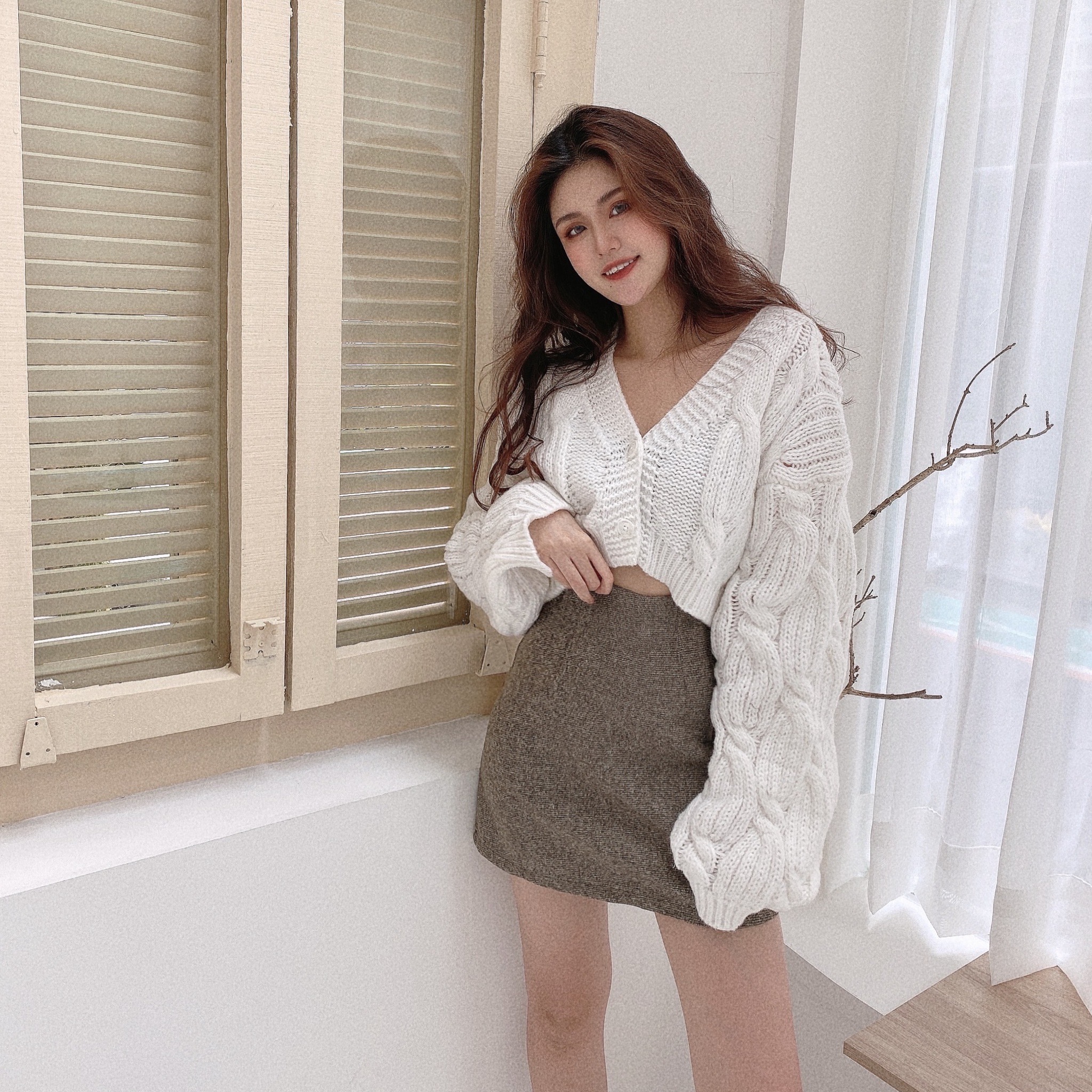 毛呢千鳥格短裙/二色