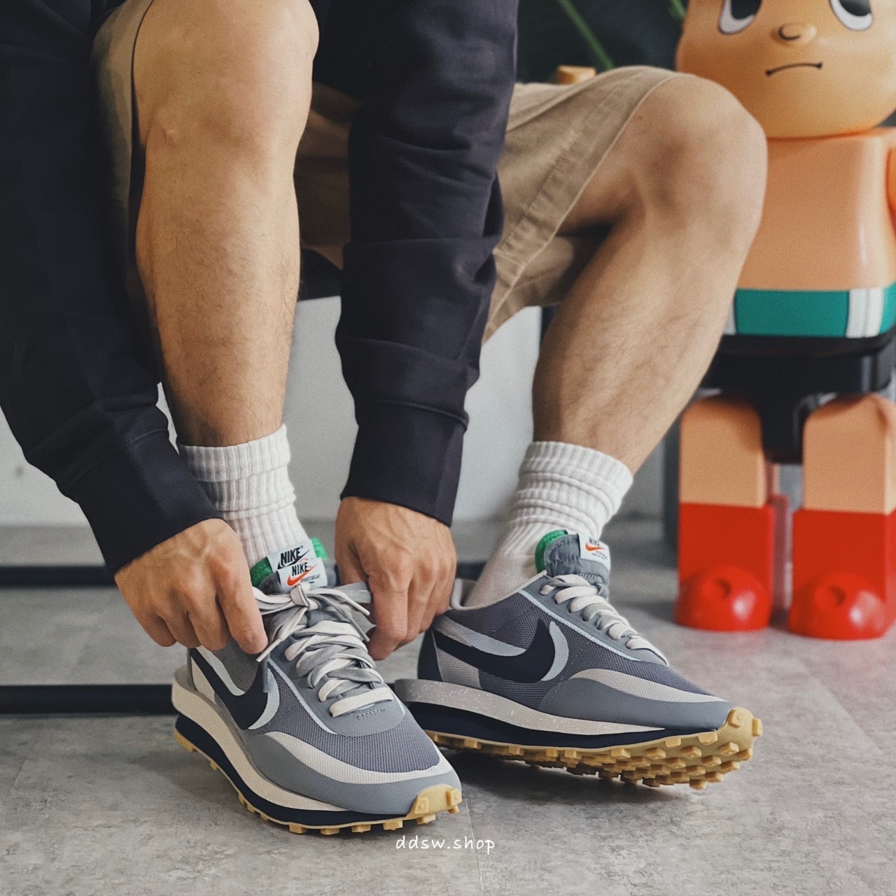 Sacai x CLOT x Nike LD waffle 黑灰 DH3114-001