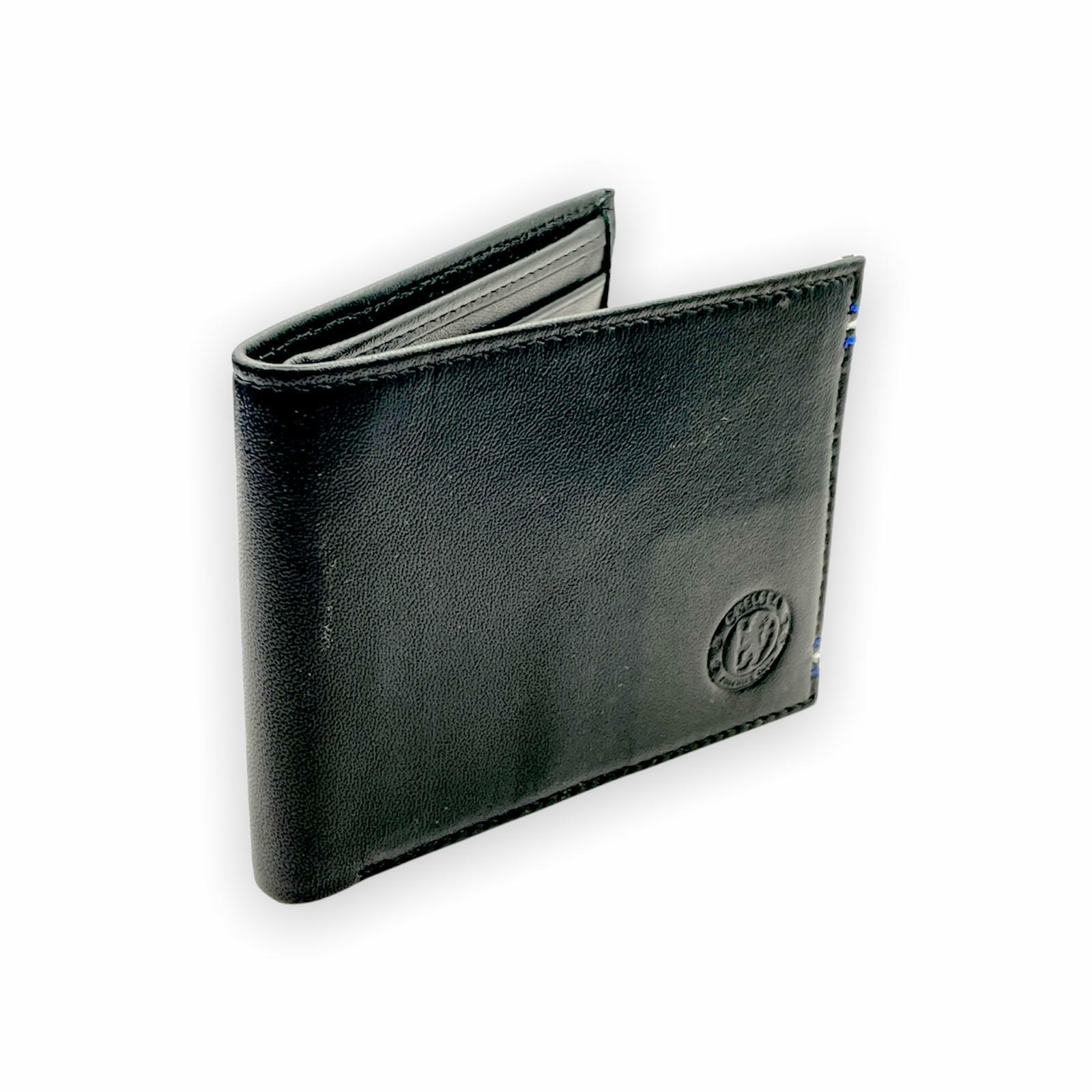 車路士黑色藍白線皮革銀包