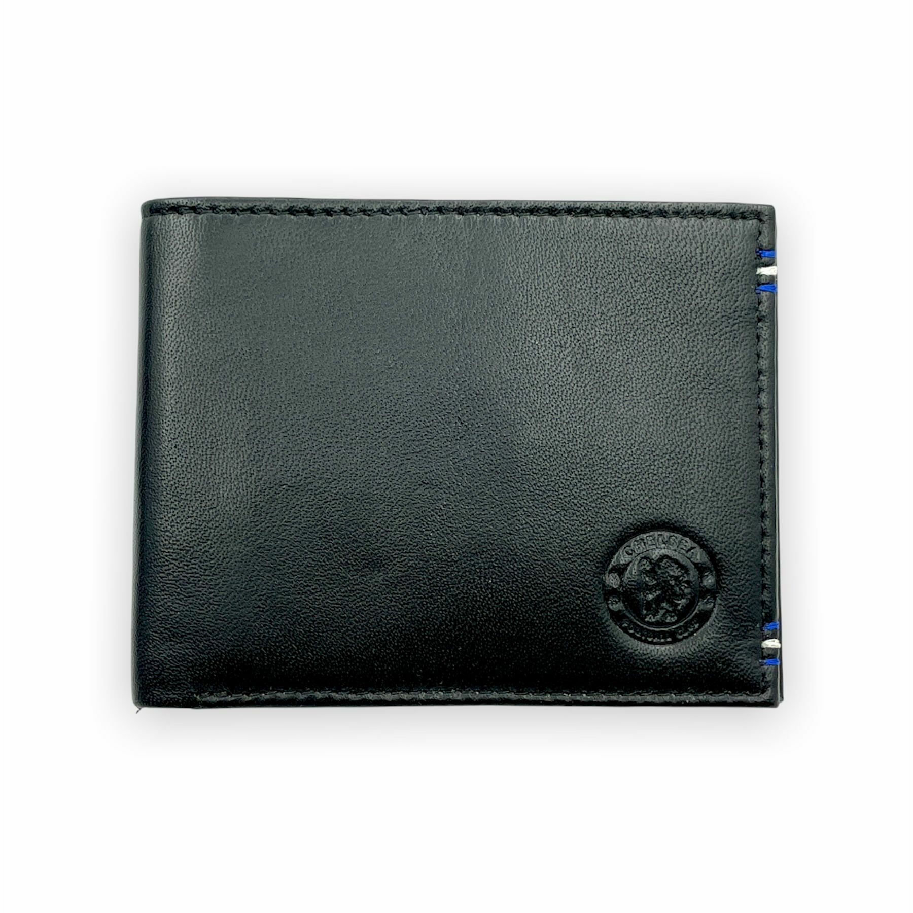 車路士黑色藍白線皮革銀包