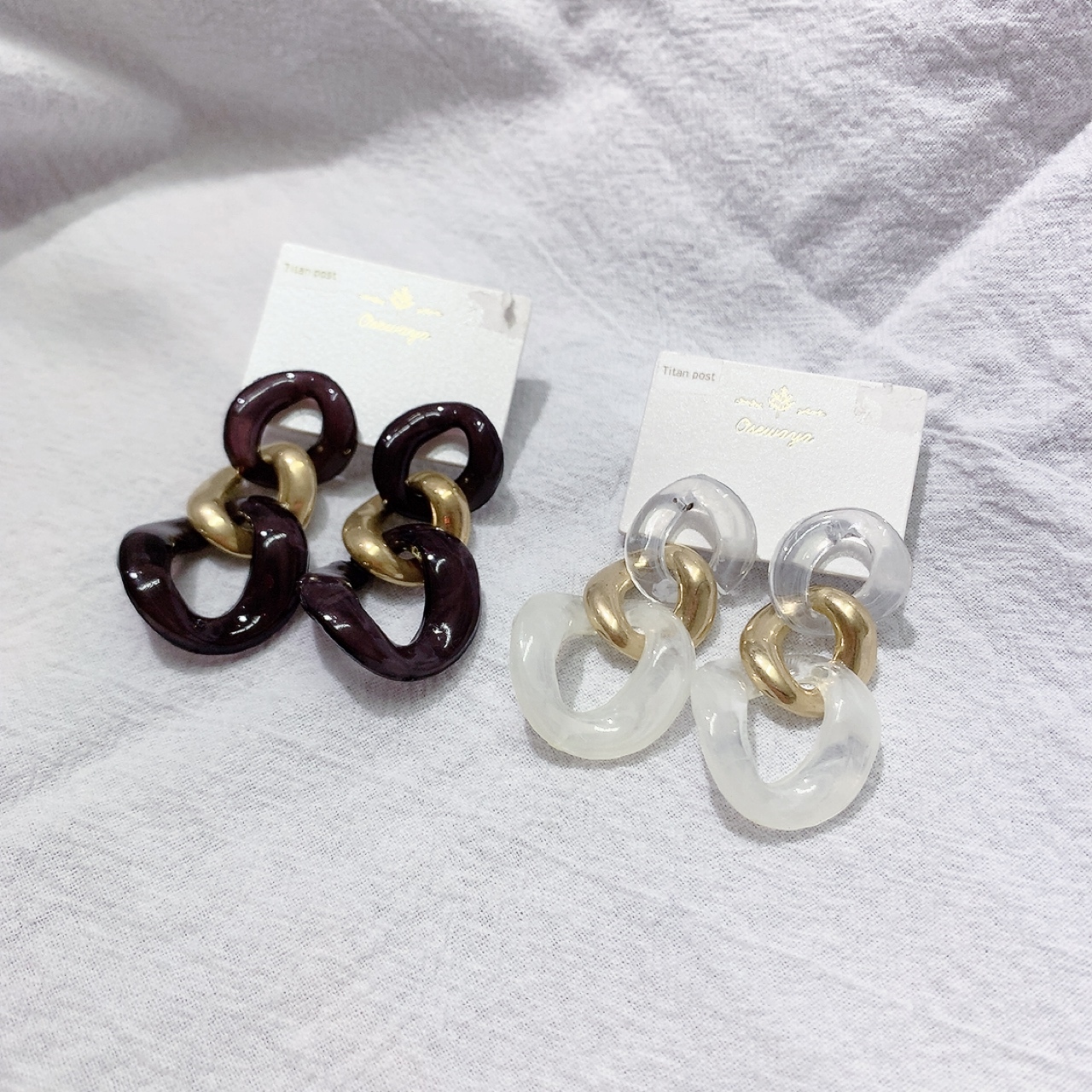 [半價]日本透明感扭紋耳環