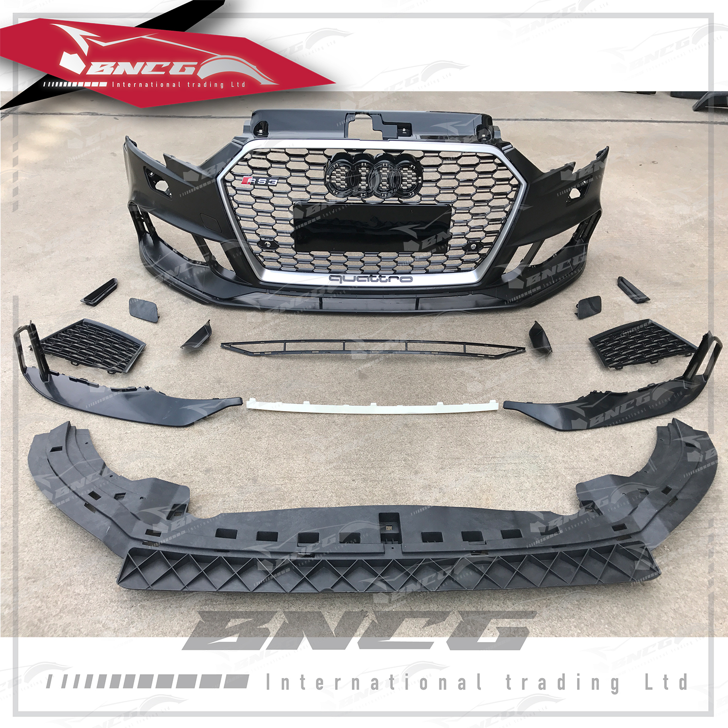 奧迪 Audi A3 17-19年式 改裝 空力套件 RS3款包圍 前保險桿 後保險桿 大包圍 素材 底漆 水箱罩任選