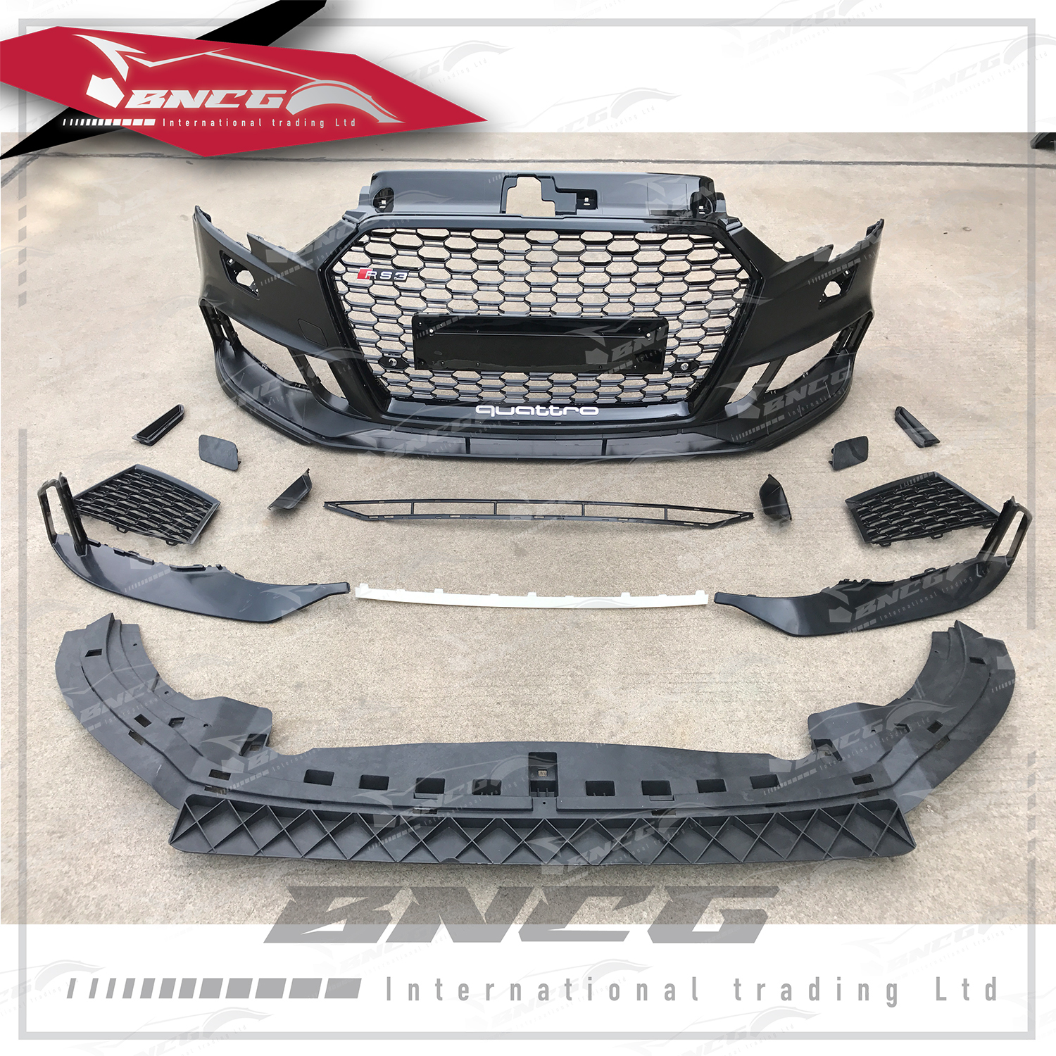 奧迪 Audi A3 17-19年式 改裝 空力套件 RS3款包圍 前保險桿 後保險桿 大包圍 素材 底漆 水箱罩任選