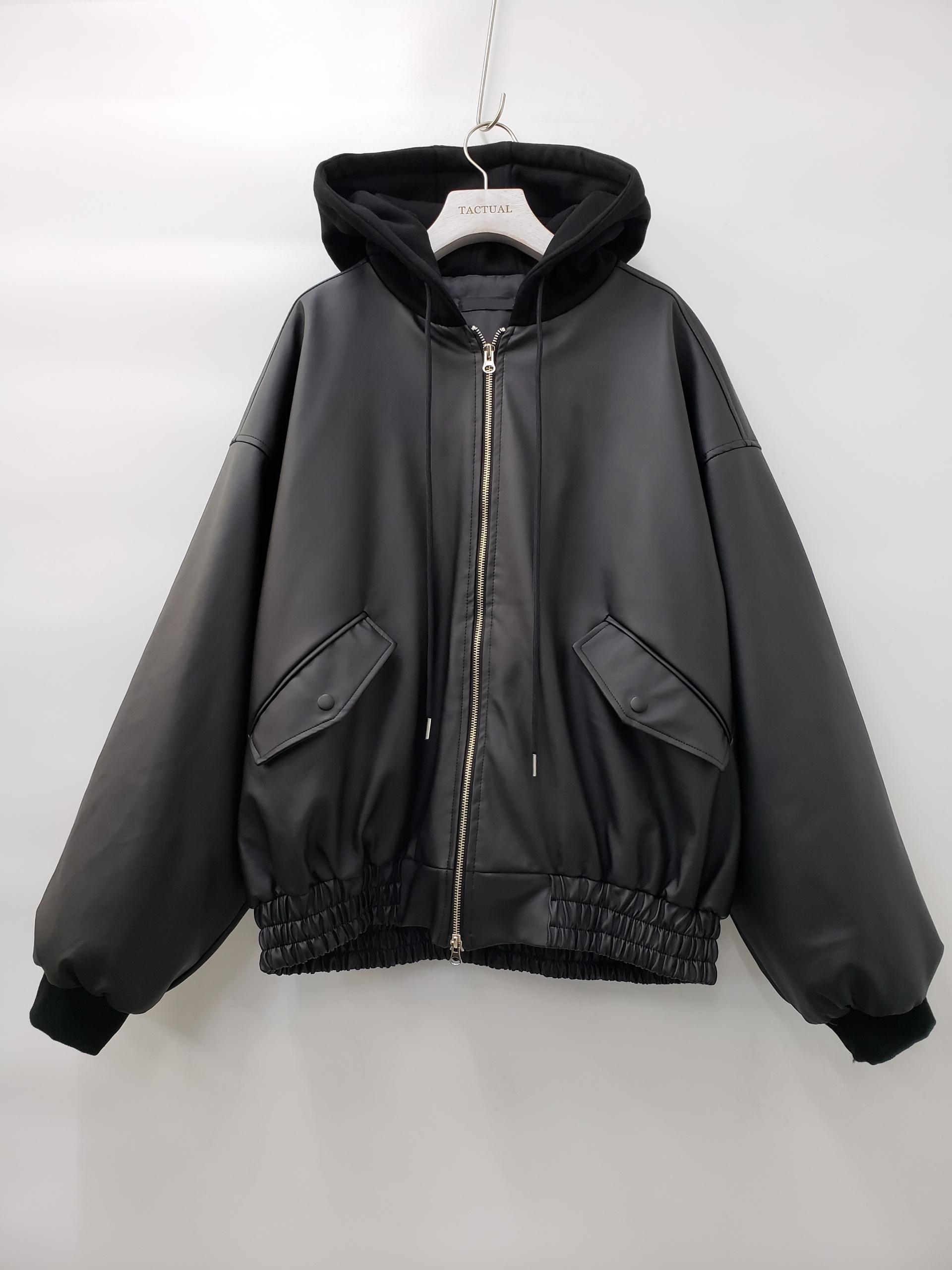 連帽合成皮褸(薄夾棉) JK1864