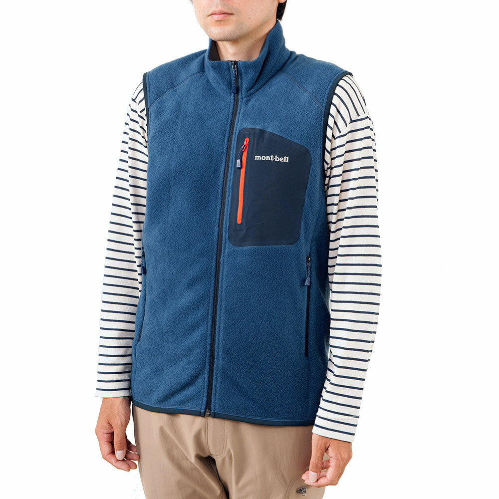 Mont-bell CLIMAPLUS 100 Zip Vest 男款 刷毛保暖背心 拉鍊刷毛背心 1106603-STBL 鋼鐵藍 [HappyOutdoor]