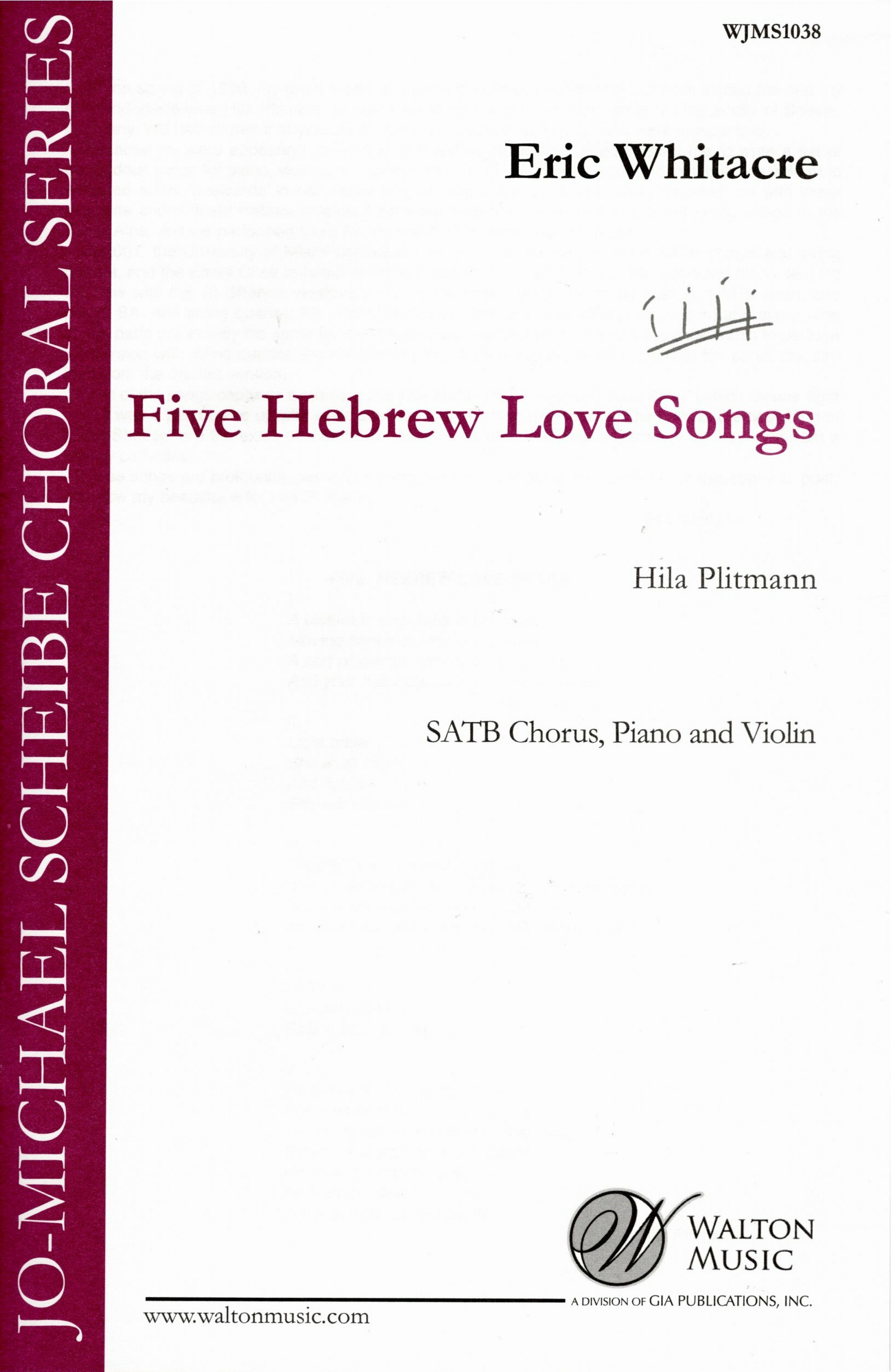 【混聲四部】《Five Hebrew Love Songs》