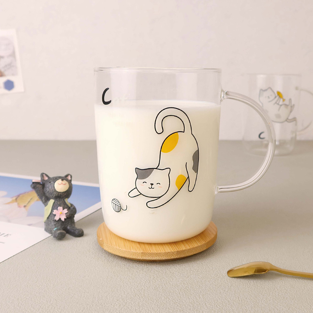 來抓我喵耐熱透明馬克杯 500ML