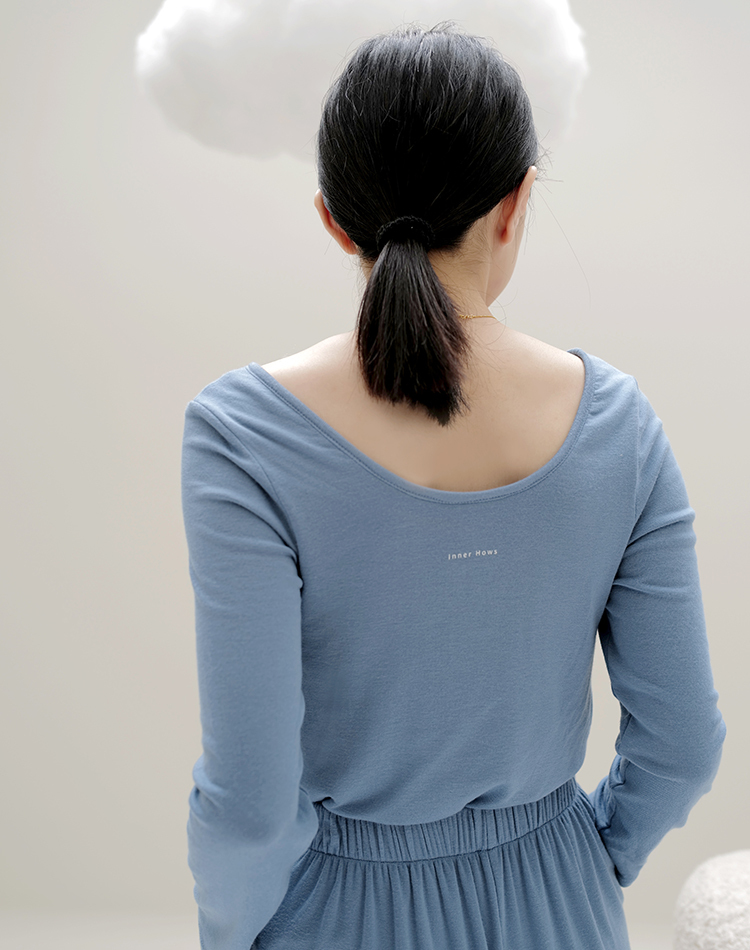 Inner Me 挖背長袖Bra T (石灰藍)