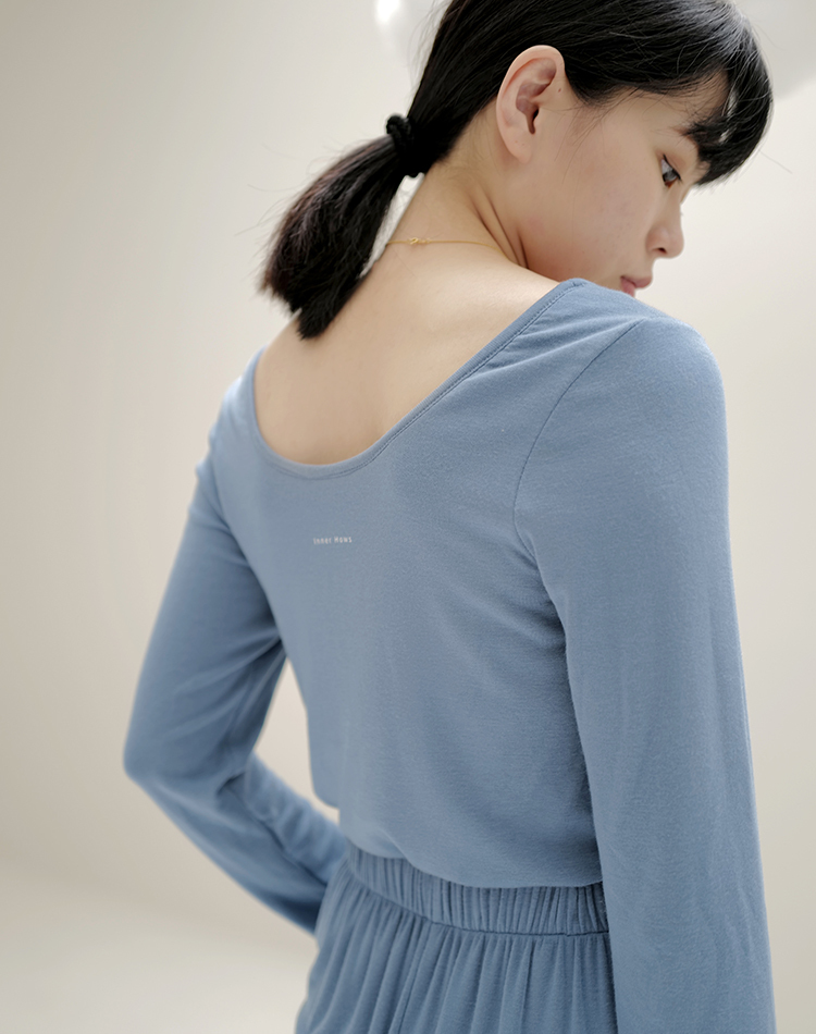 Inner Me 挖背長袖Bra T (石灰藍)
