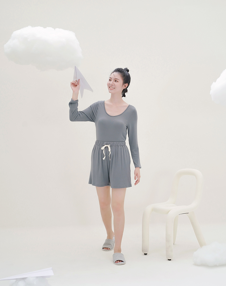 Inner Me 挖背長袖Bra T (深灰)