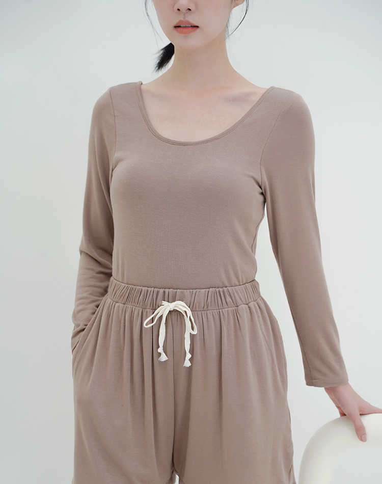 Inner Me 挖背長袖Bra T (可可)