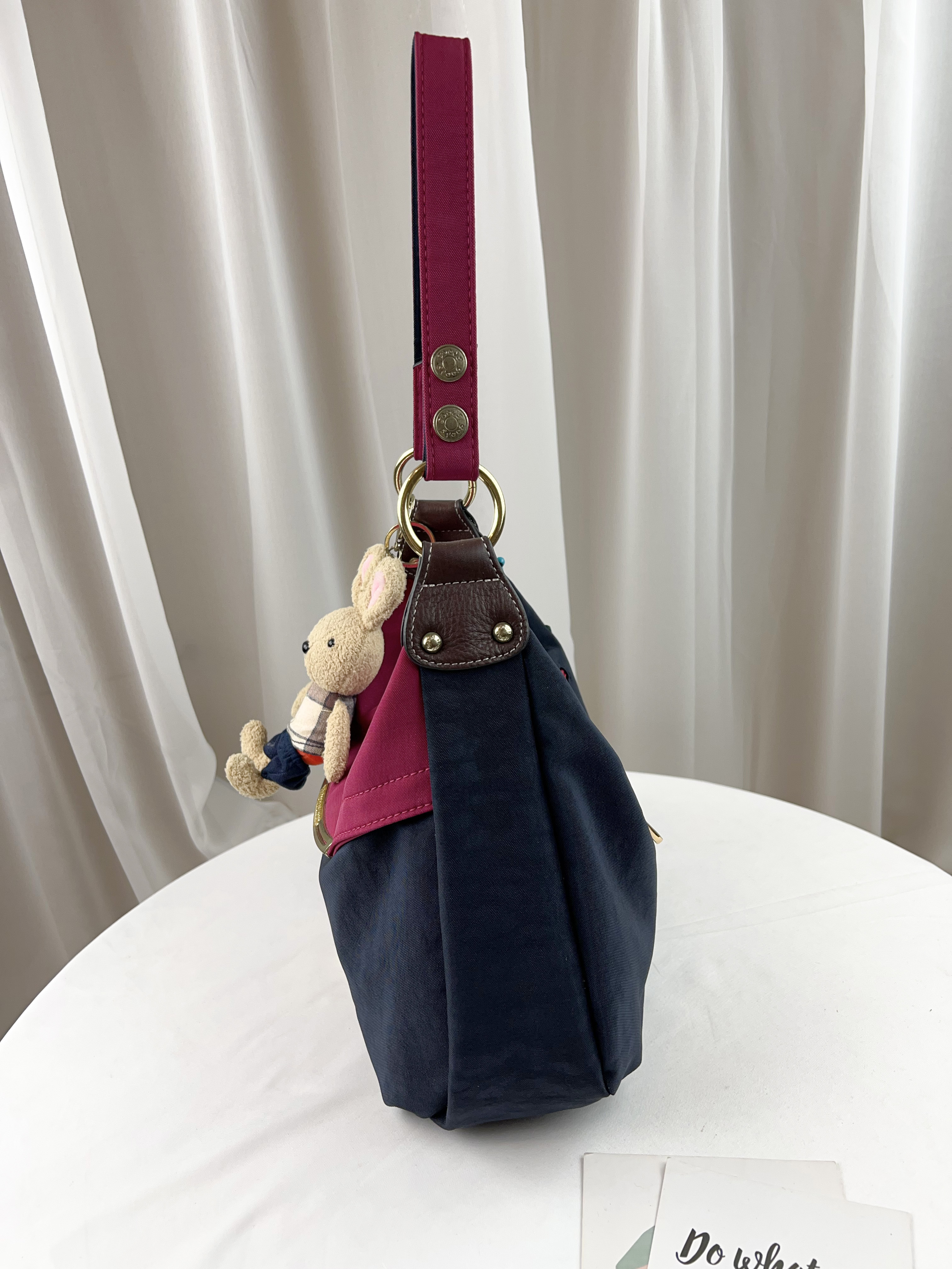 GOODS 藍桃拼色 尼龍防潑水肩背包 / 側背包  #2279