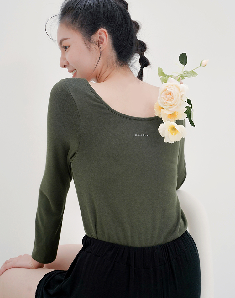 Inner Me 挖背長袖Bra T (墨綠)