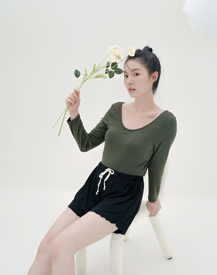 Inner Me 挖背長袖Bra T (墨綠)