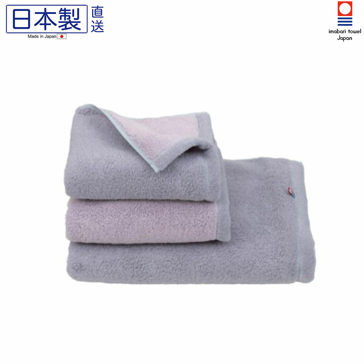 日本今治xDairy Prarie 超柔軟雙色長毛巾 (灰撞粉紅) 34x80 (日本製)