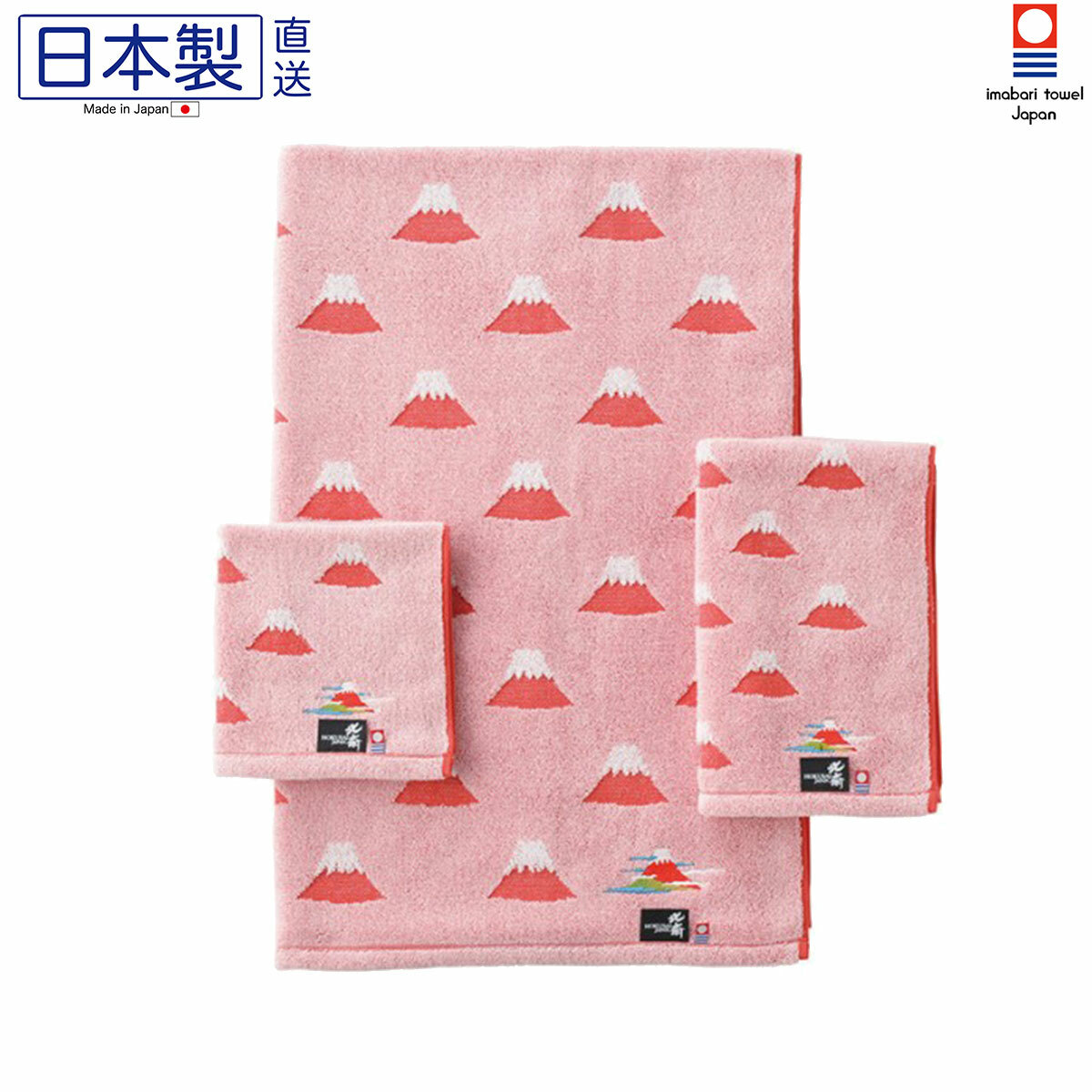 日本今治xHokusai 江戶時代富士山長毛巾 (紅色) 34x80 (日本製)