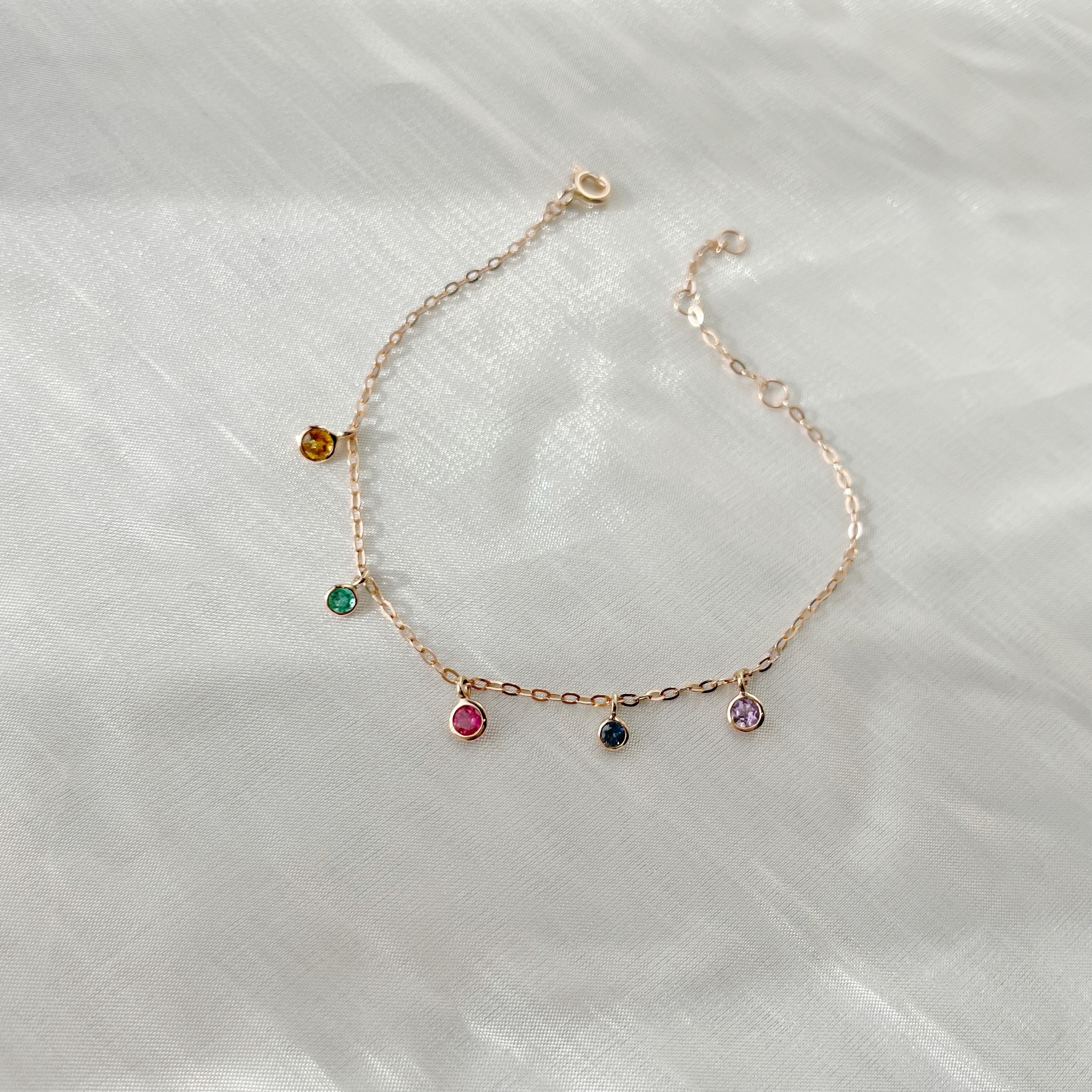 14K Bubble Bell彩寶手鏈