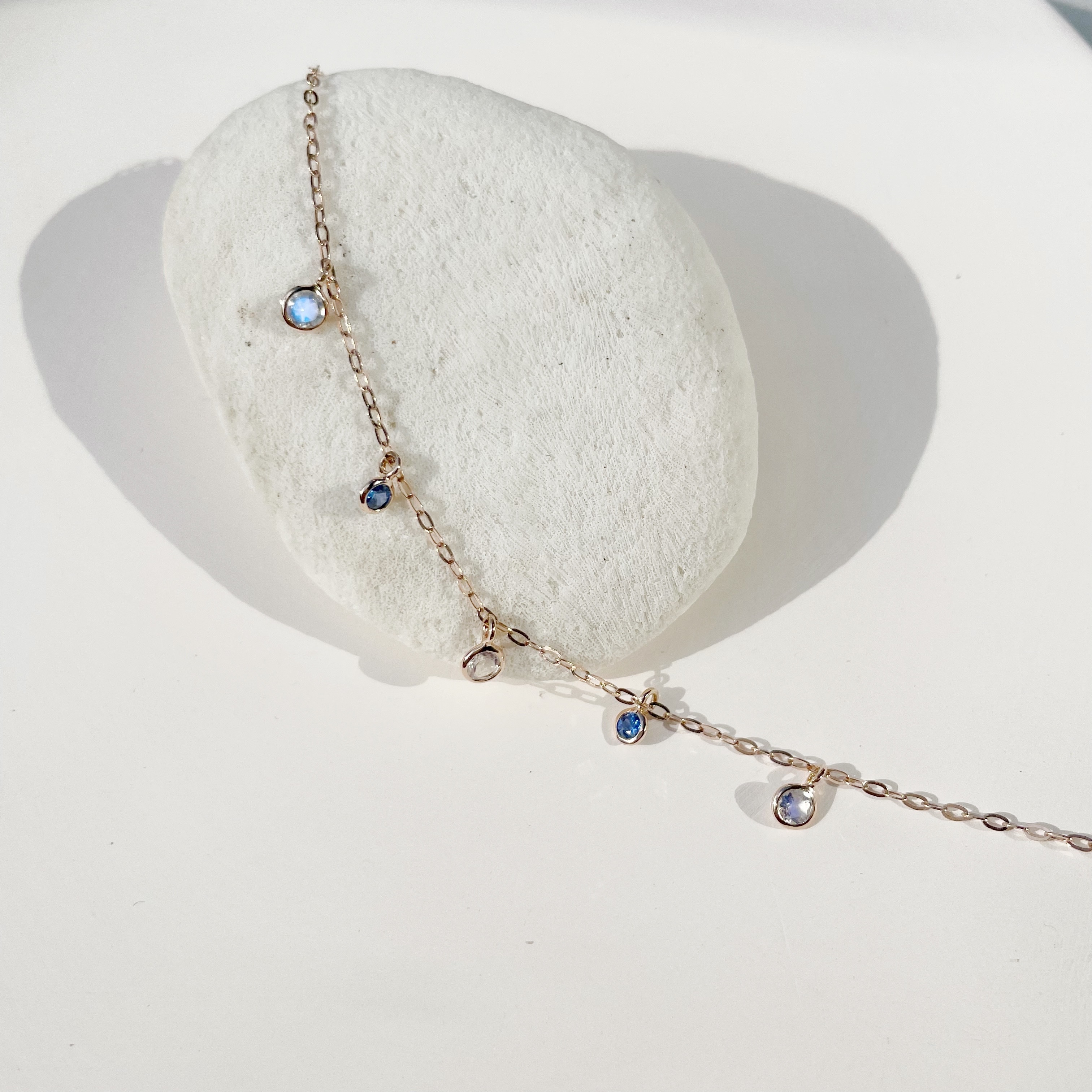 14K Bubble Bell藍寶月光手鏈