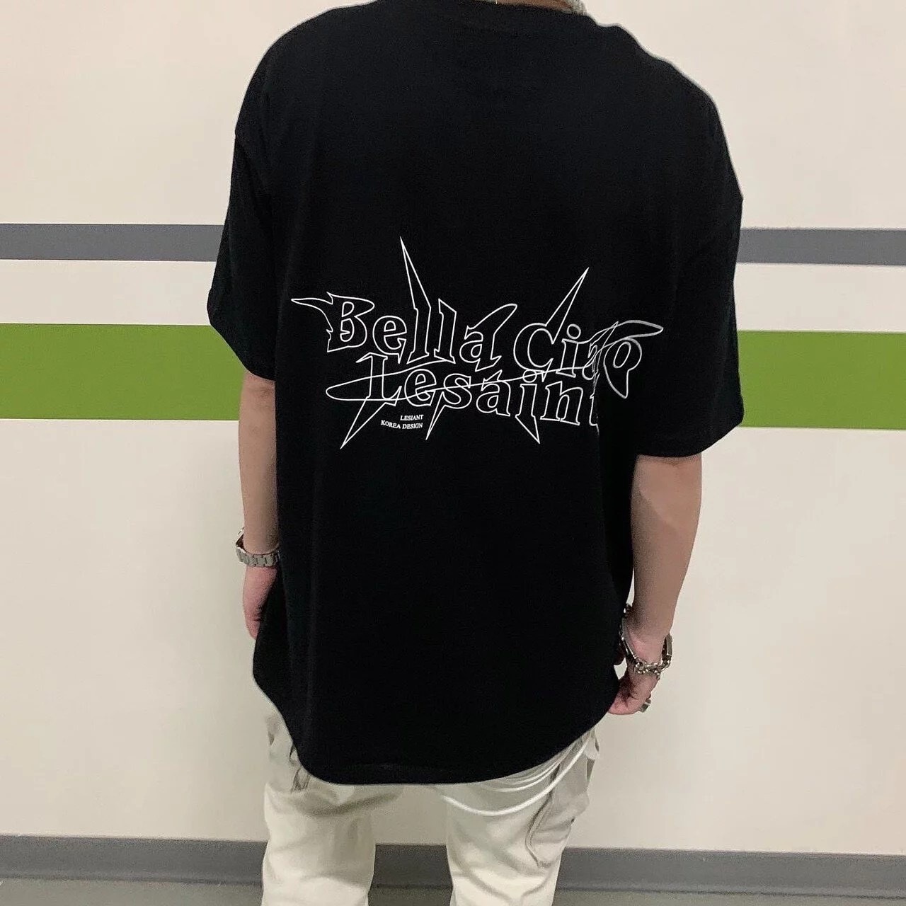 LESAINT Money Heist Tee 紙房子 達利 面具 黑灰 斑駁 短袖 新款 韓國品牌