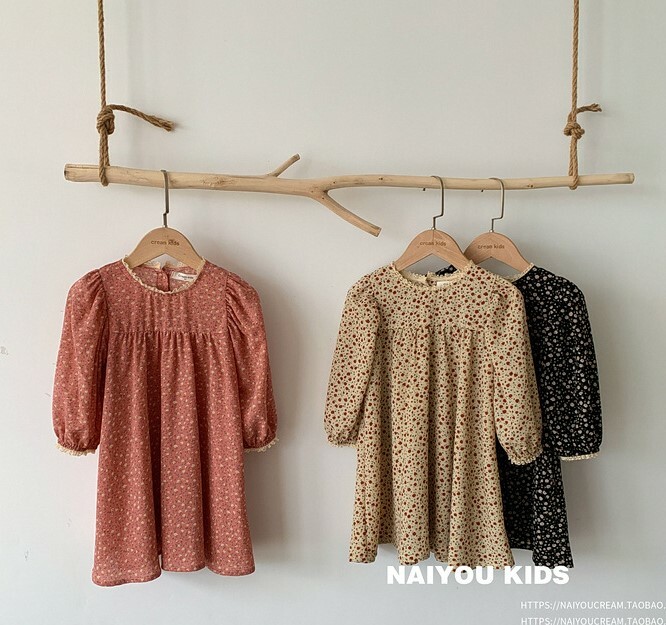 絲滑面料小碎花洋裝 3色